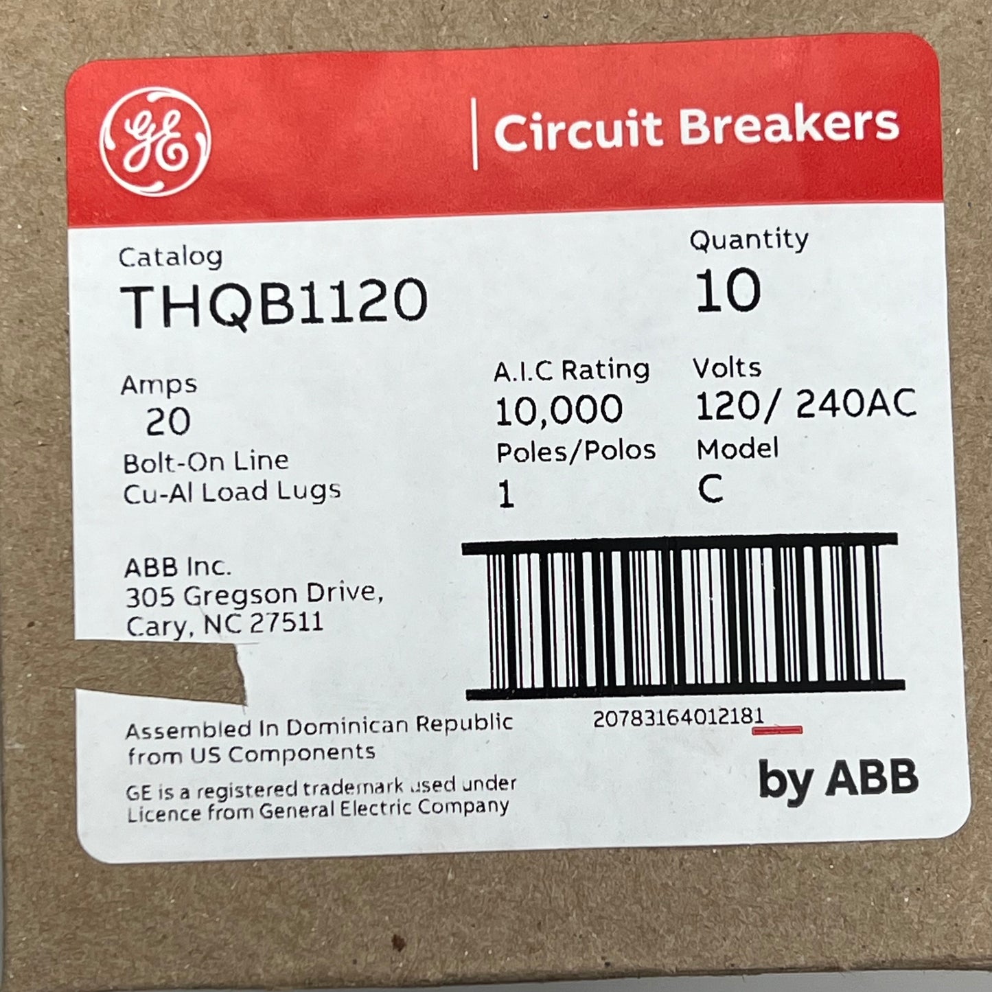 General Electric (10 PACK) 20 Amp Circuit Breaker Bolt-On 120 Volt THQB1120