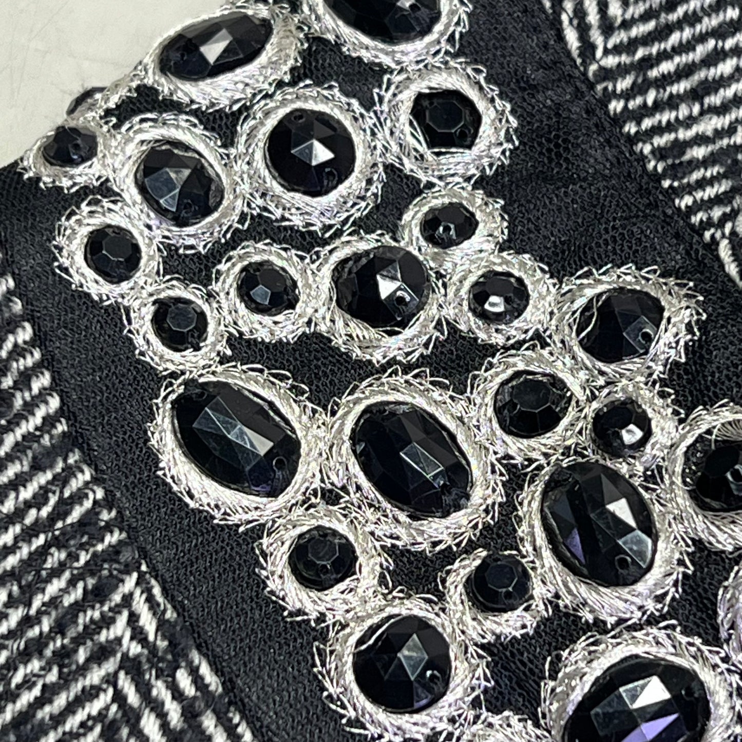 BEBE Under Collar Bling Cropped Wool Sweater Leather Trim Women's Sz S Black