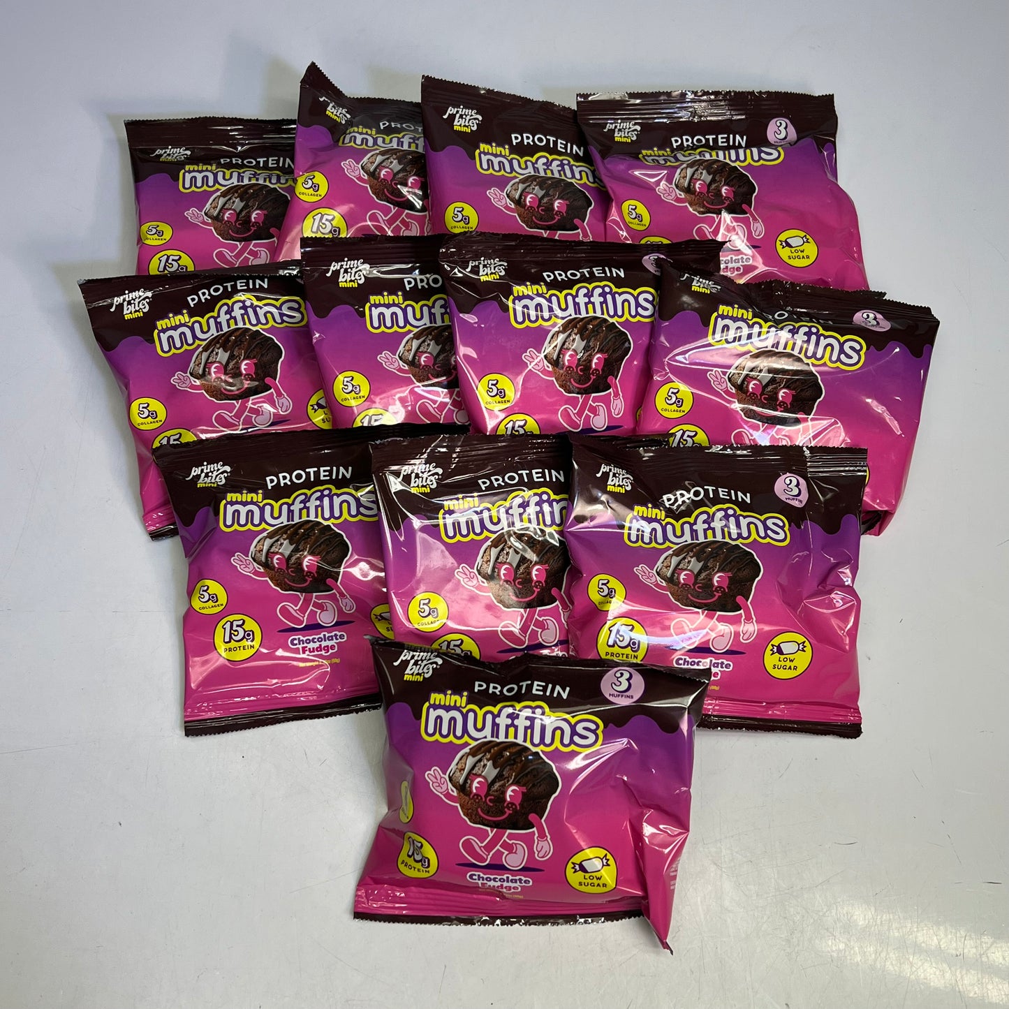 PRIME BITES (12 PACK) Protein Mini Muffins Chocolate Fudge 2.12oz BB 08/26