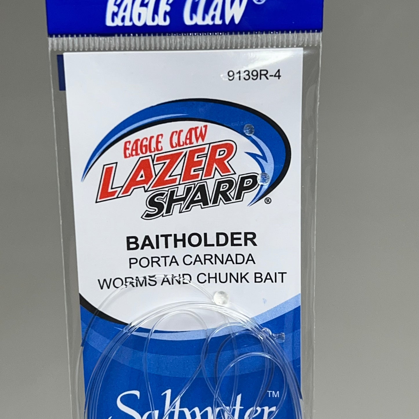 EAGLE CLAW (6 PACK) Premium Saltwater Snell Baitholder Hooks Red #4 5pc 9139R-4