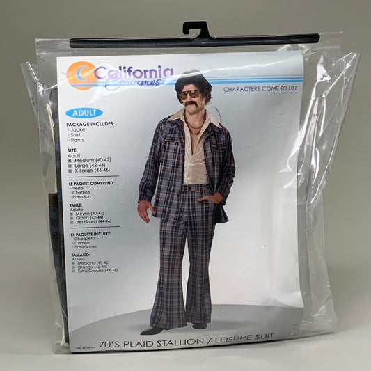 CALIFORNIA COSTUMES Men's 70's Plaid Stallion Leisure Suit Sz-M (40-42) 5124-054