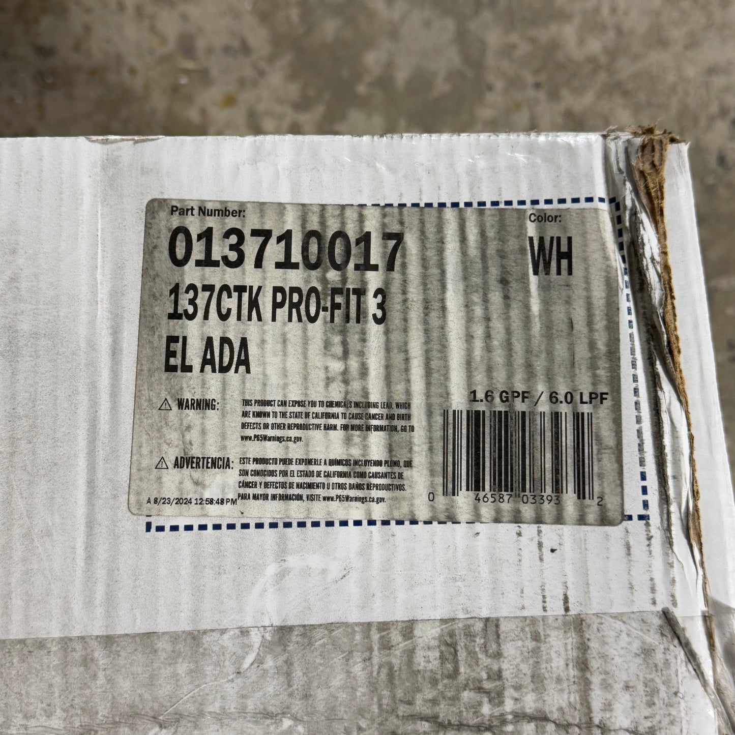 MANSFIELD Elongated Toilet Kit Sz 31 1/4” H x 19 3/4” W x 29 3/4” L 013710017