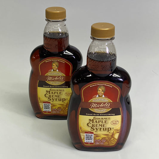 ZA@  MICHELE'S (2 PACK) Gourmet Maple Creme Syrup 13 Fl Oz BB 04/27