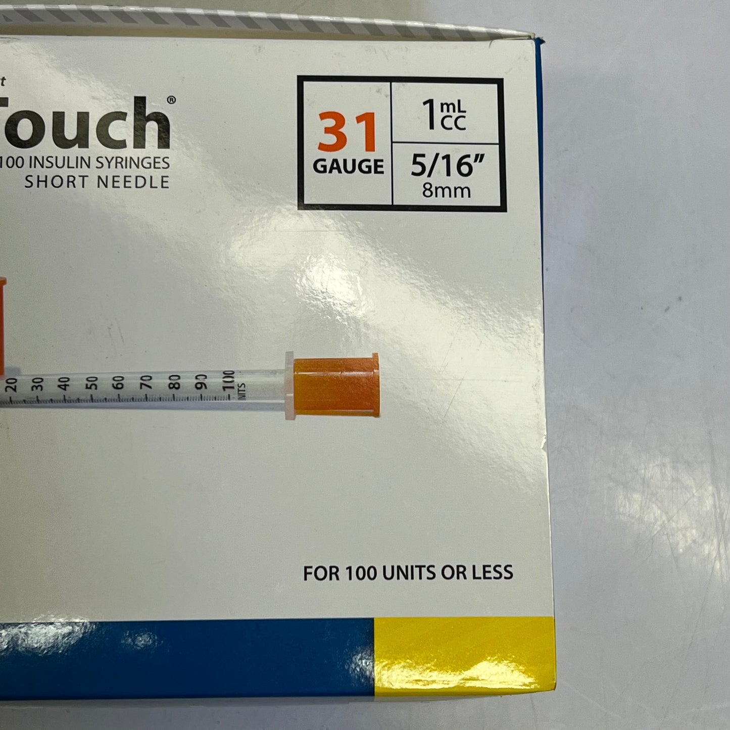EASY TOUCH (100 PACK) Insulin Syringes 31G 1CC 5/16" 31 Gauge 1mL BB09/29 831165