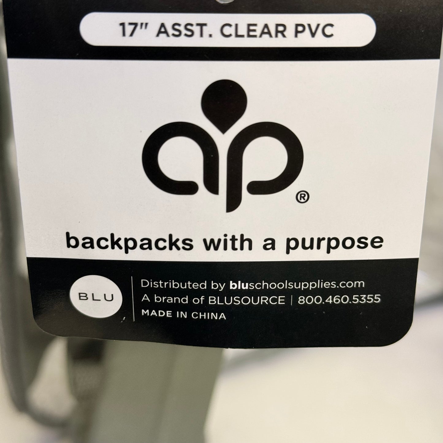 BWAP 17" Clear Plastic Backpack 17" x 12" x 6" Color Grey BP1643