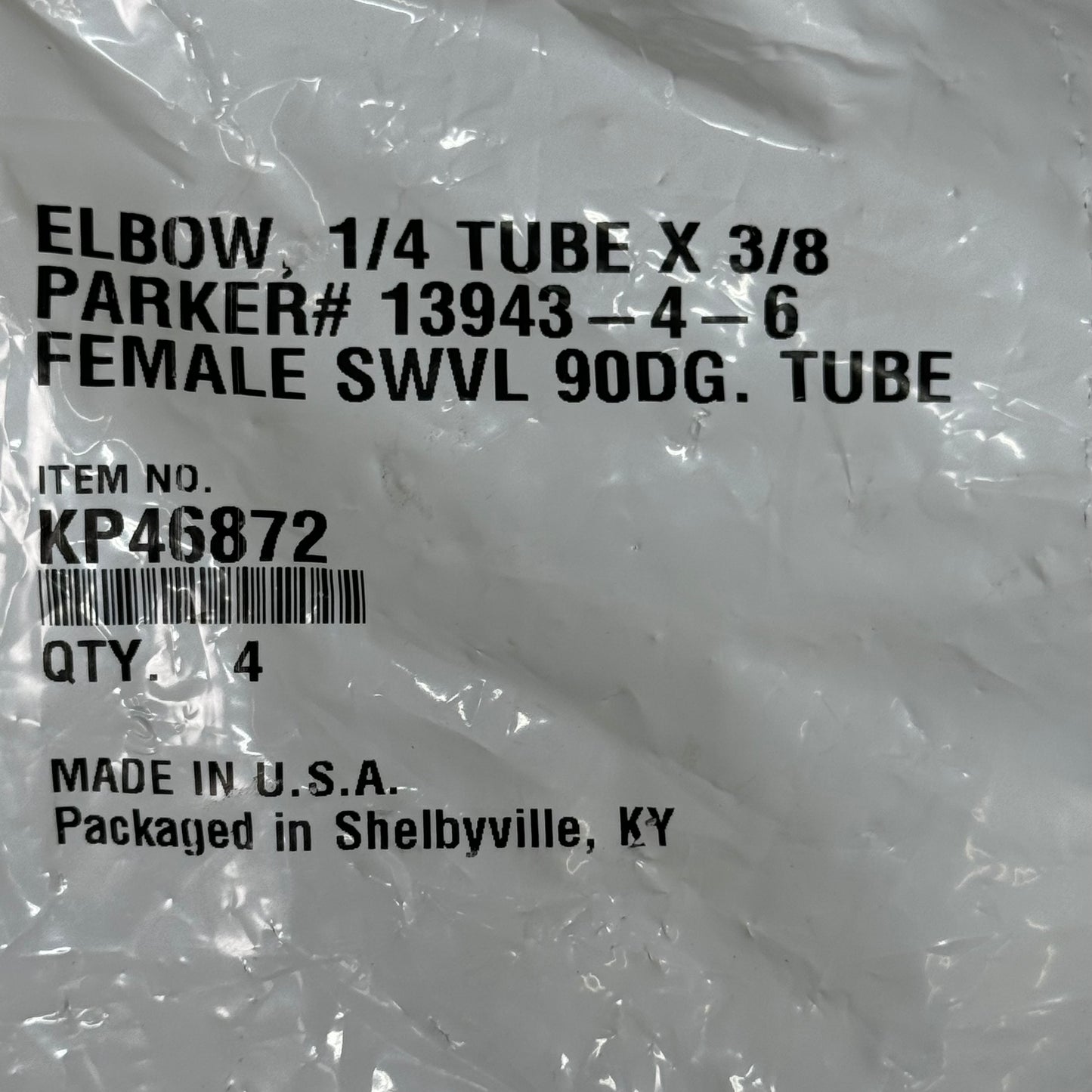 PARKER (4 PACK) Hydraulic Hose Elbow Female Swvl 90° 1/4" x 3/8" Steel KP46872