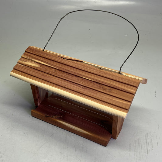 ZA@ PENNINGTON Red Cedar Natures Friend Hopper Bird Feeder 3 Lbs Cap Brown (As-is)