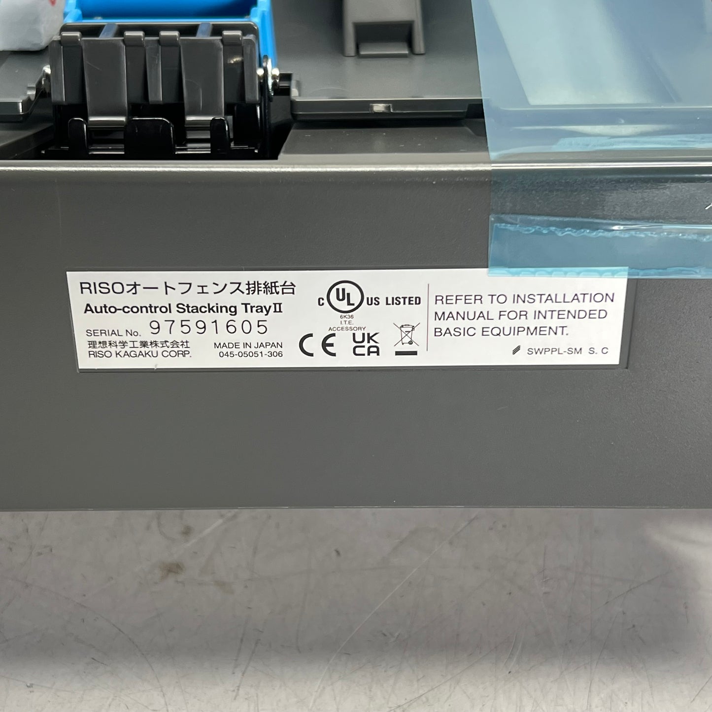 RISO Auto-control Stacking Tray Ii 1,000 Sheet Capacity  Black/Blue S-4853