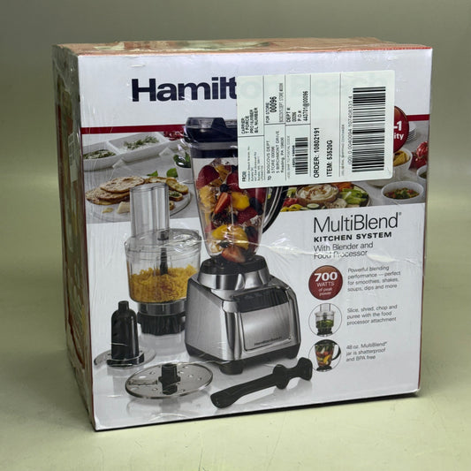 HAMILTON BEACH Kitchen System With Blender & Food Processor 700Watts 13" x 13.5" x 9.5" Grey 53520G