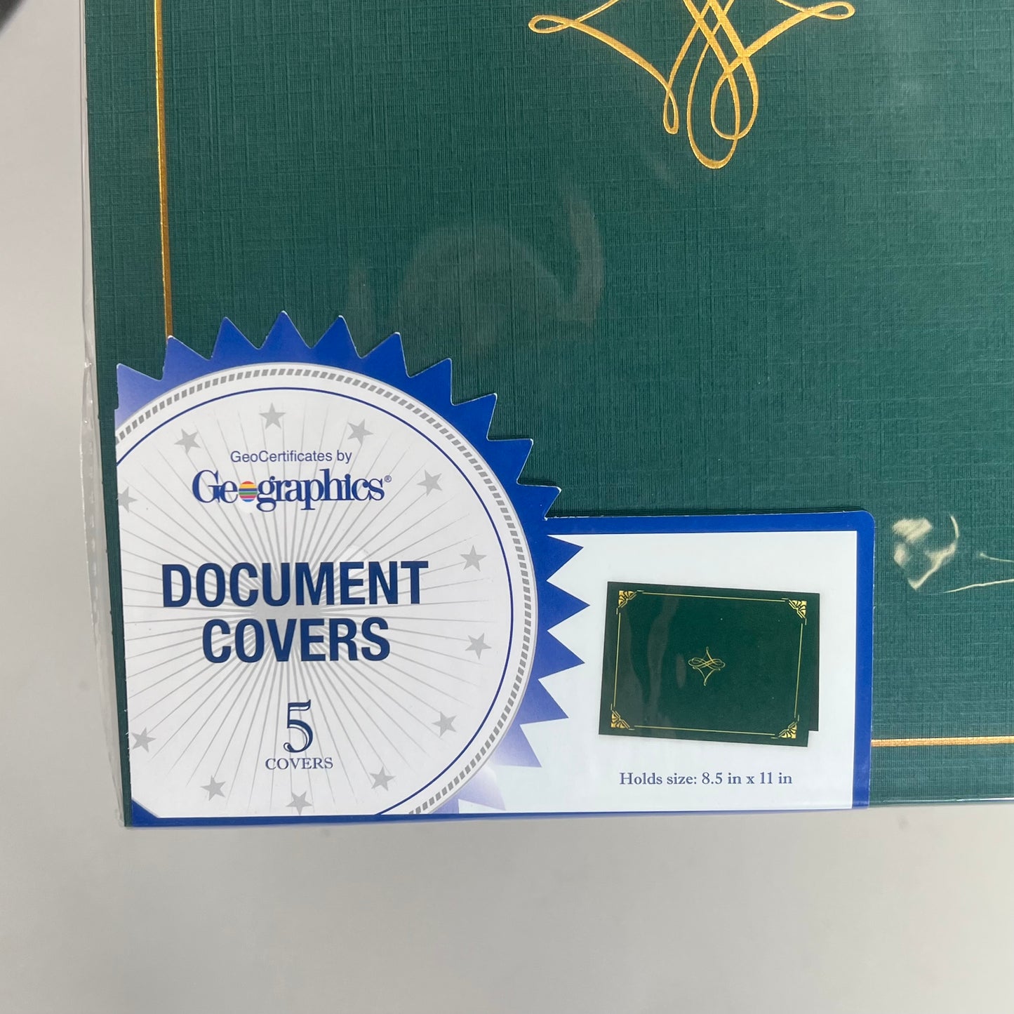 GEOGRAPHICS (5 PACK) Letter Recycled Certificate Holder 8.5"x11" Green 47843