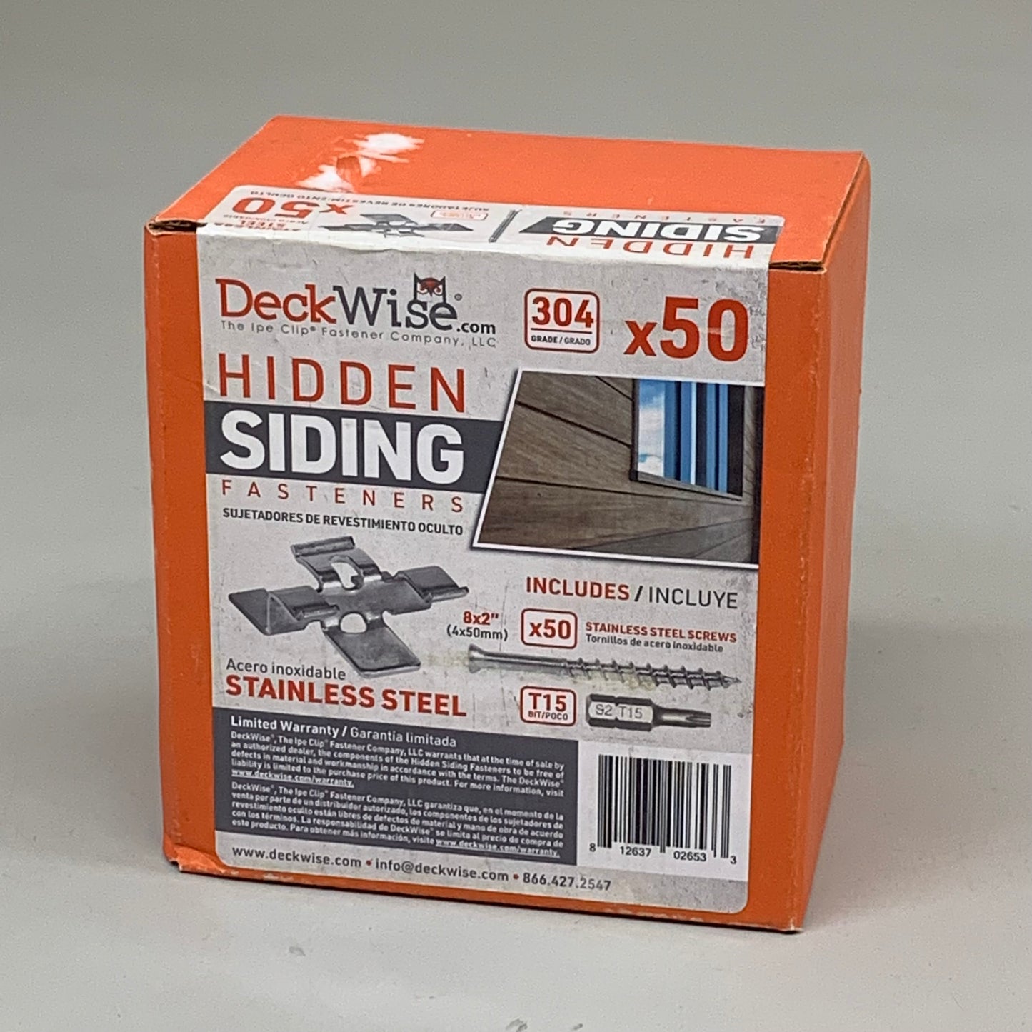 DECK WISE (50 PACK) Hidden Siding Fasteners for Hardwoods SS 8x2" T15 DWHSF-50