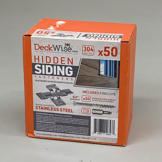 DECK WISE (50 PACK) Hidden Siding Fasteners for Hardwoods SS 8x2" T15 DWHSF-50
