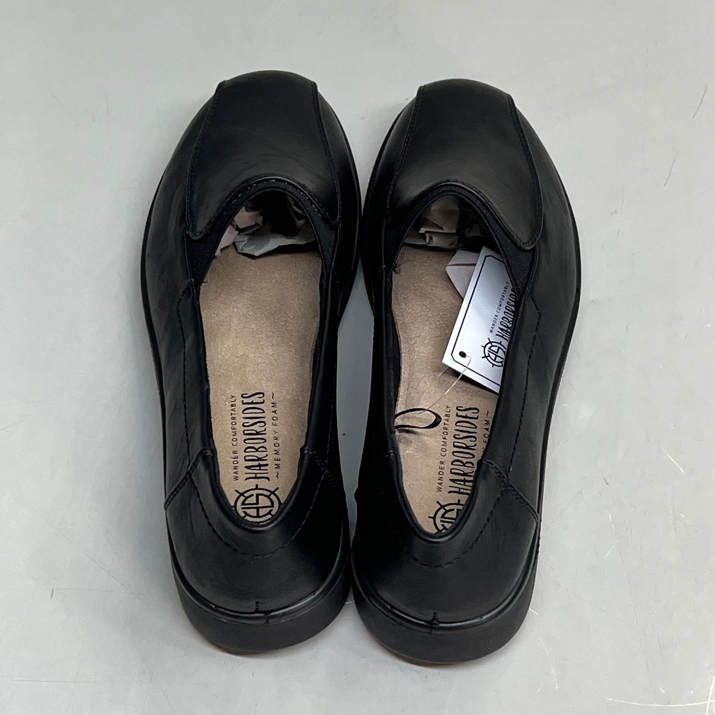 HARBORSIDES Noel Memory Foam Slip On Shoes Faux Leather Women's Sz 8.5 Black