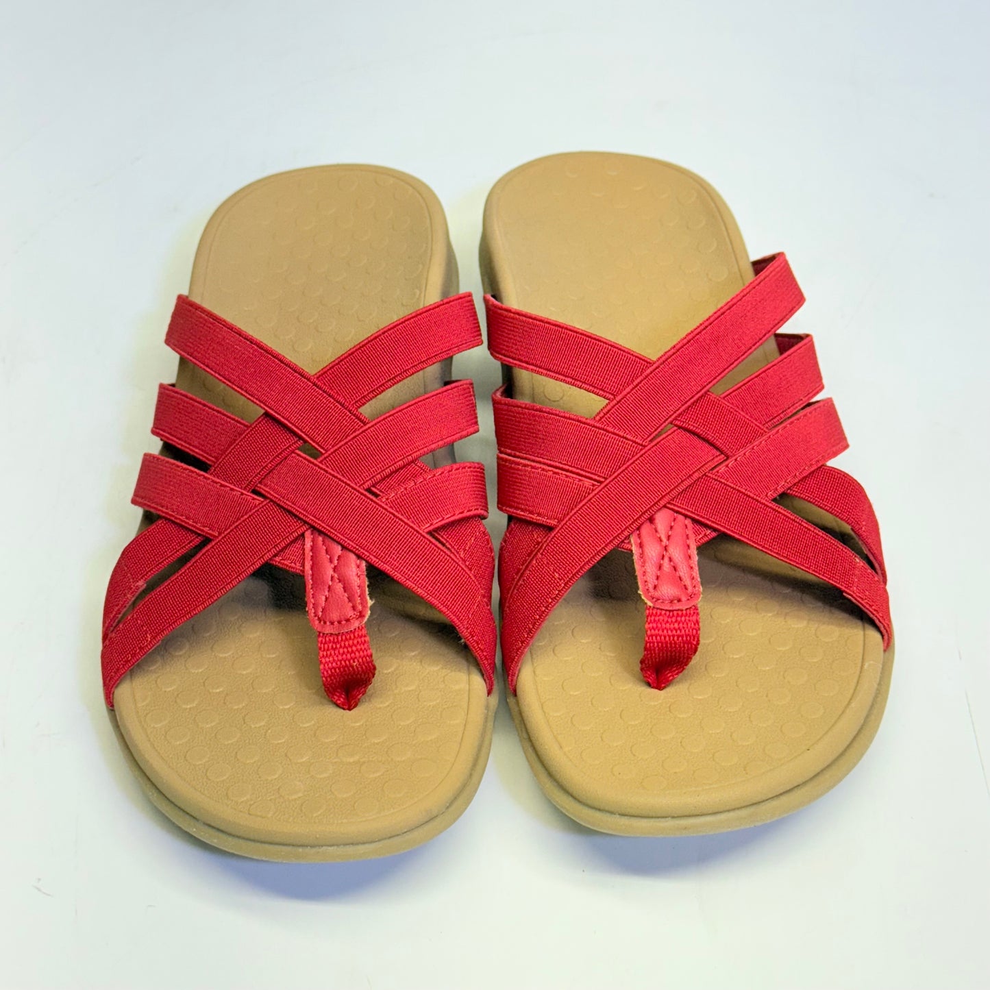 VIONIC Sandals Tia Woven Stretch Gore Thong Sz 6M Color Red New