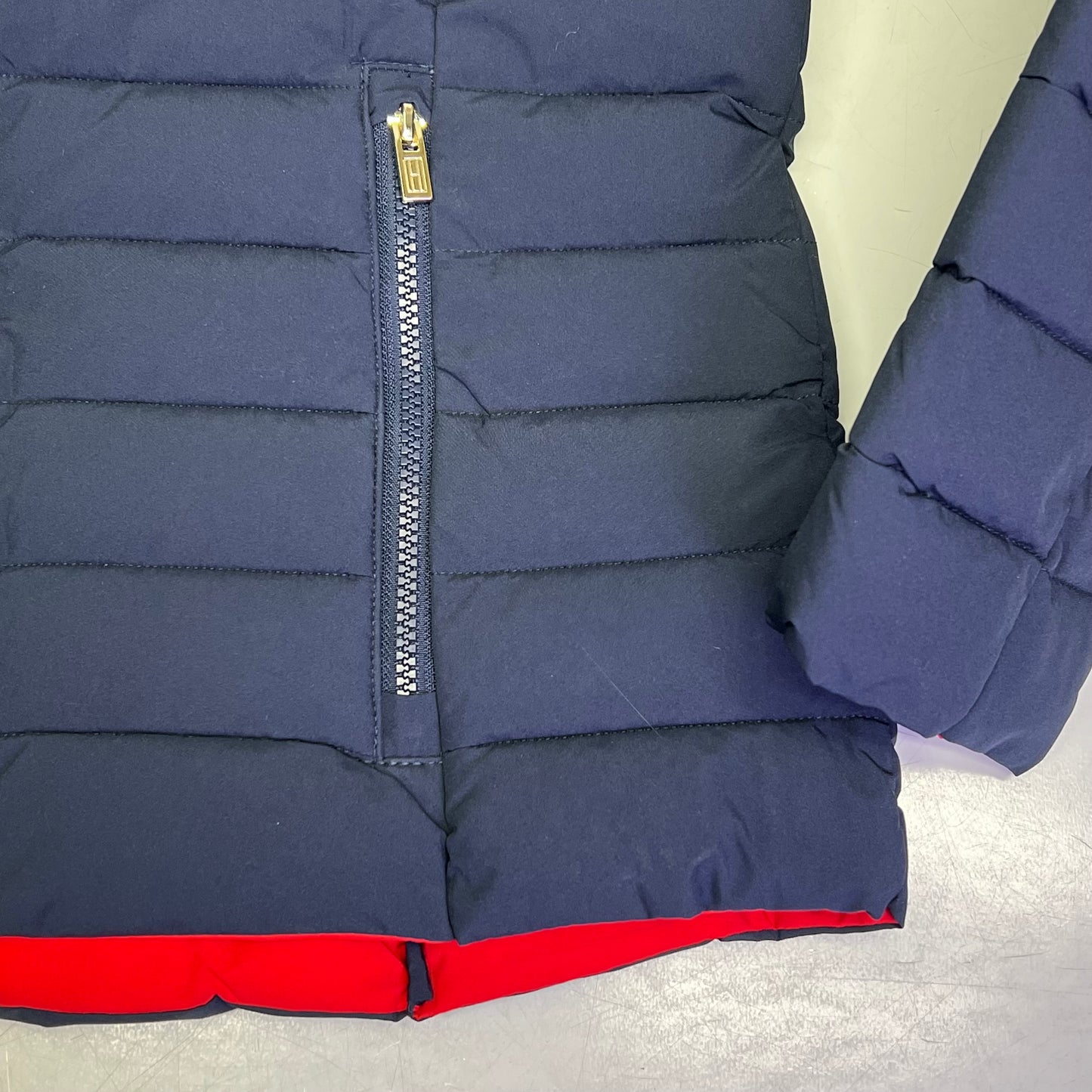 ZA@ TOMMY HILFIGER Lightweight Coat Jacket Women's Sz M Navy Blue/Red J2XJ0834