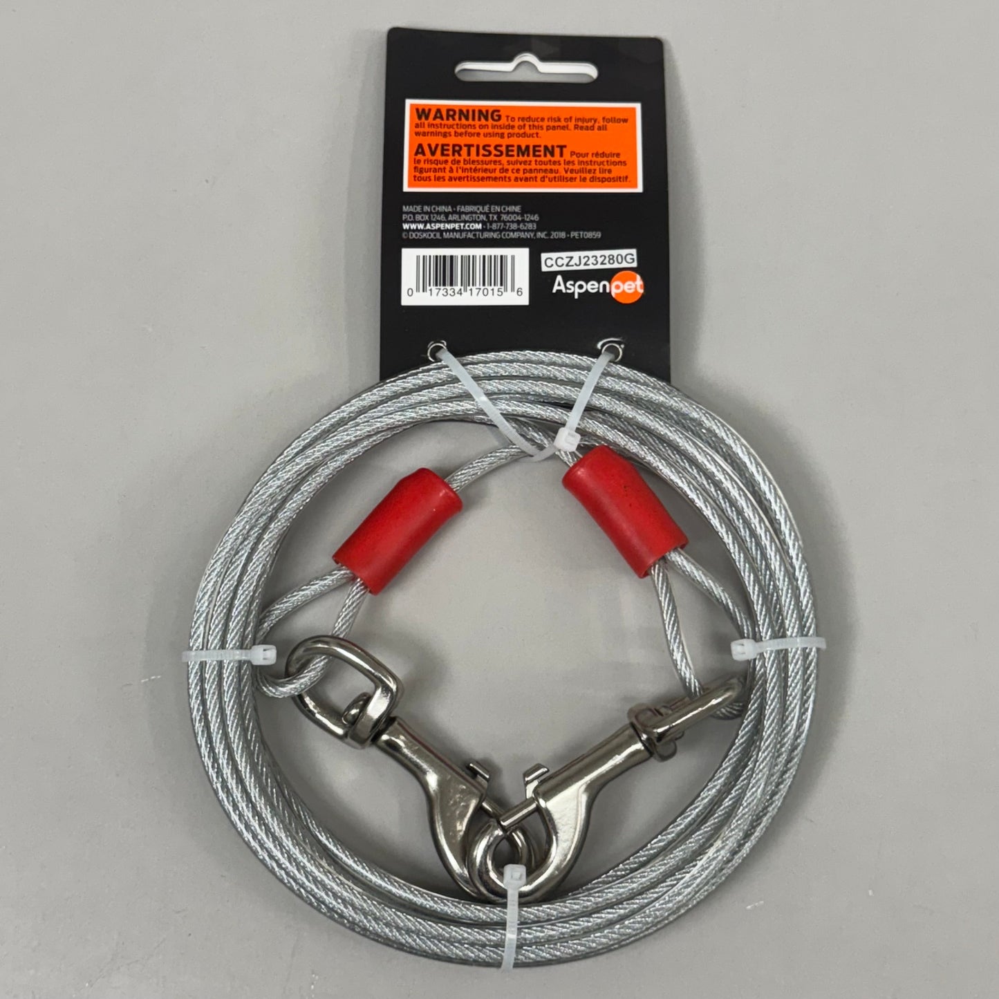 ZA@ ASPEN PET Heavy Duty Tie-Out Galvanized Steel Cable 15' (2 PACK) Large Breeds A