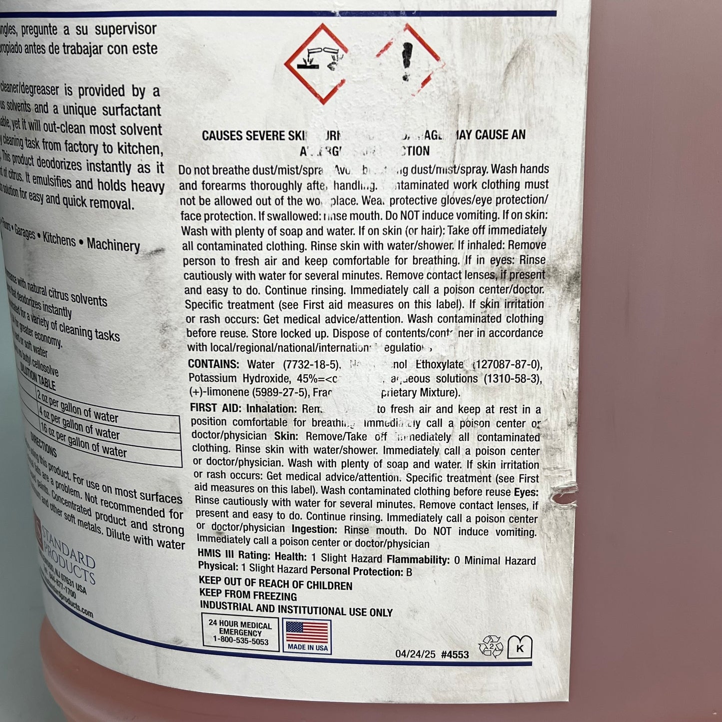 US Heavy-Duty All-Purpose Cleaner Citrus Formula 3000 Liquid 5 Gal Orange 4553