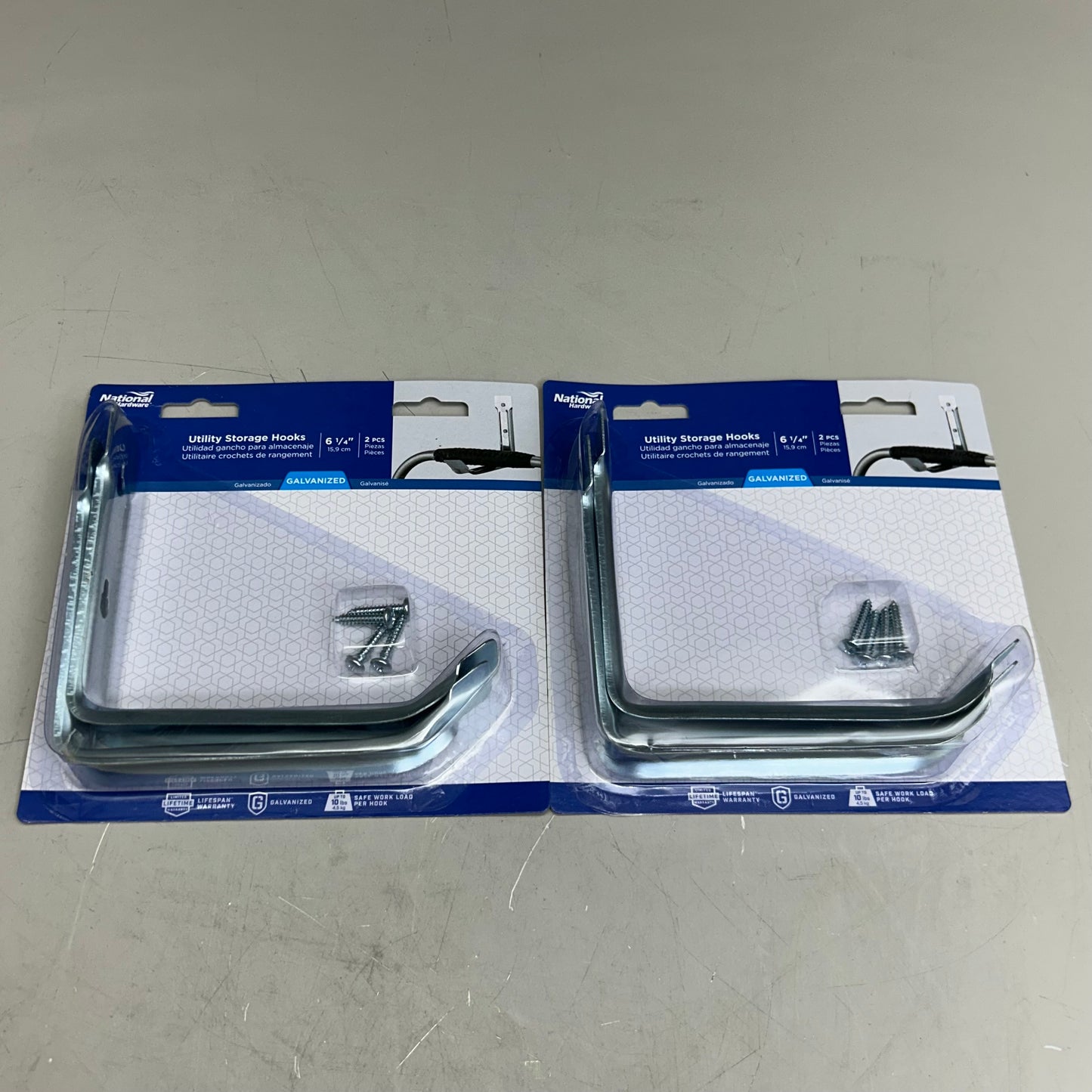 NATIONAL HARDWARE  (2 PACK, 2 PCS Each) Galvanized Utility Storage Hooks  6 1/4" Chrome N215-001