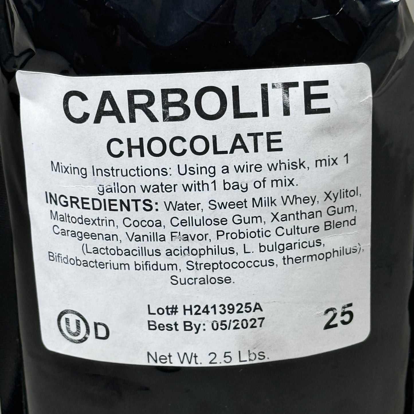 CARBOLITE Chocolate Powder Frozen Dessert Yogurt Mix Low Calorie 2.5lbs BB 02/27