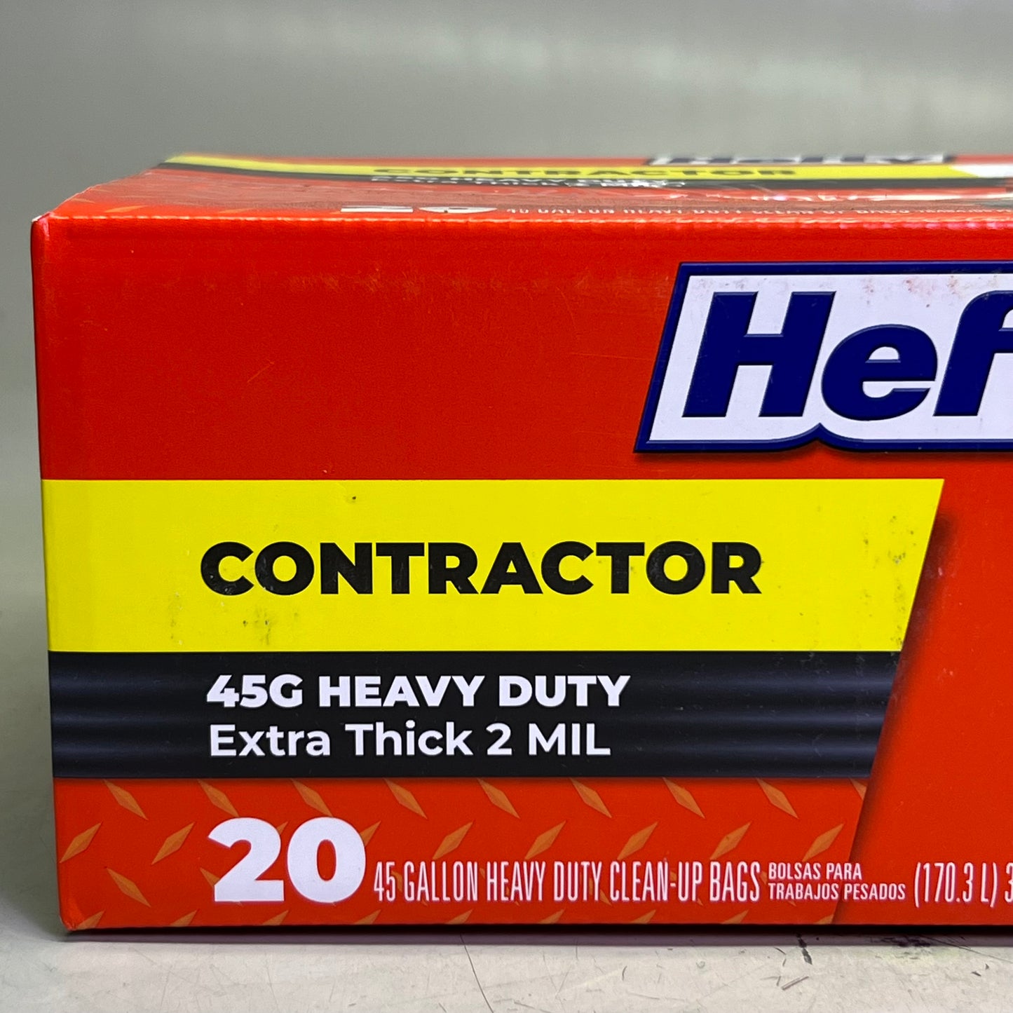 HEFTY (20 Bags) Contractor Heavy Duty Clean up Bags 45Gal, Black ZR0501826
