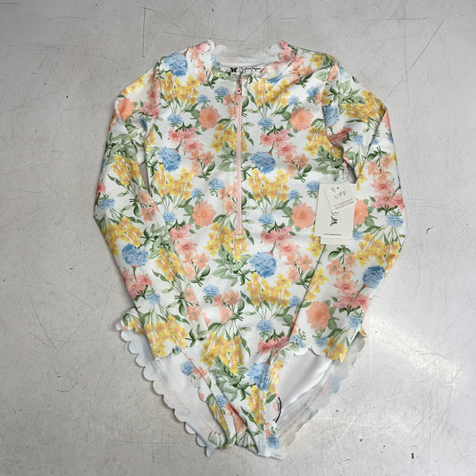 ZA@ JESSICA SIMPSON Long Sleeve Rashguard One Piece Swimsuit  Girl's Sz M Multicolor X-E054JS D