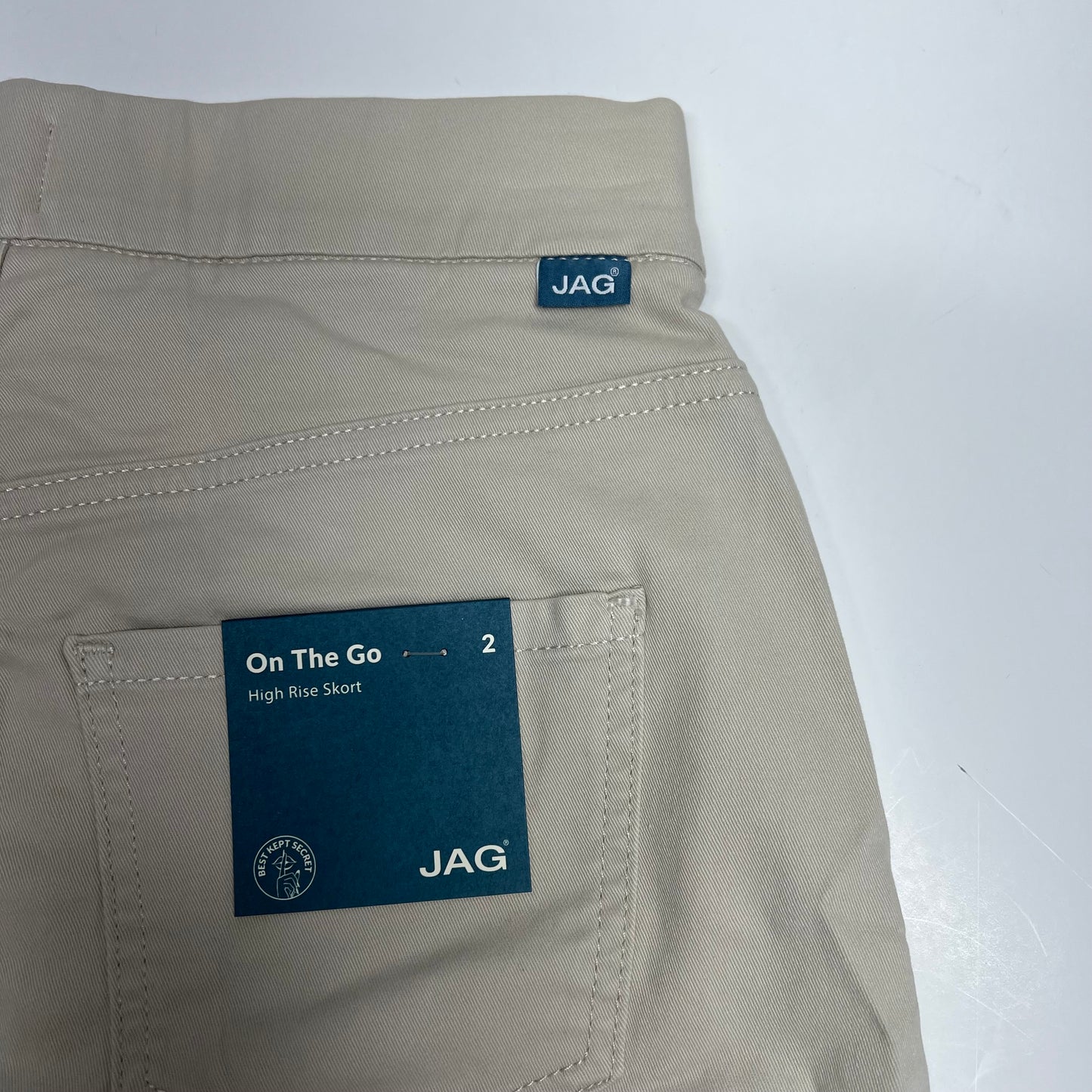 JAG Elastic Waist On The Go Skort W/ Pockets Women's Sz 2 Stone J3101TWL616