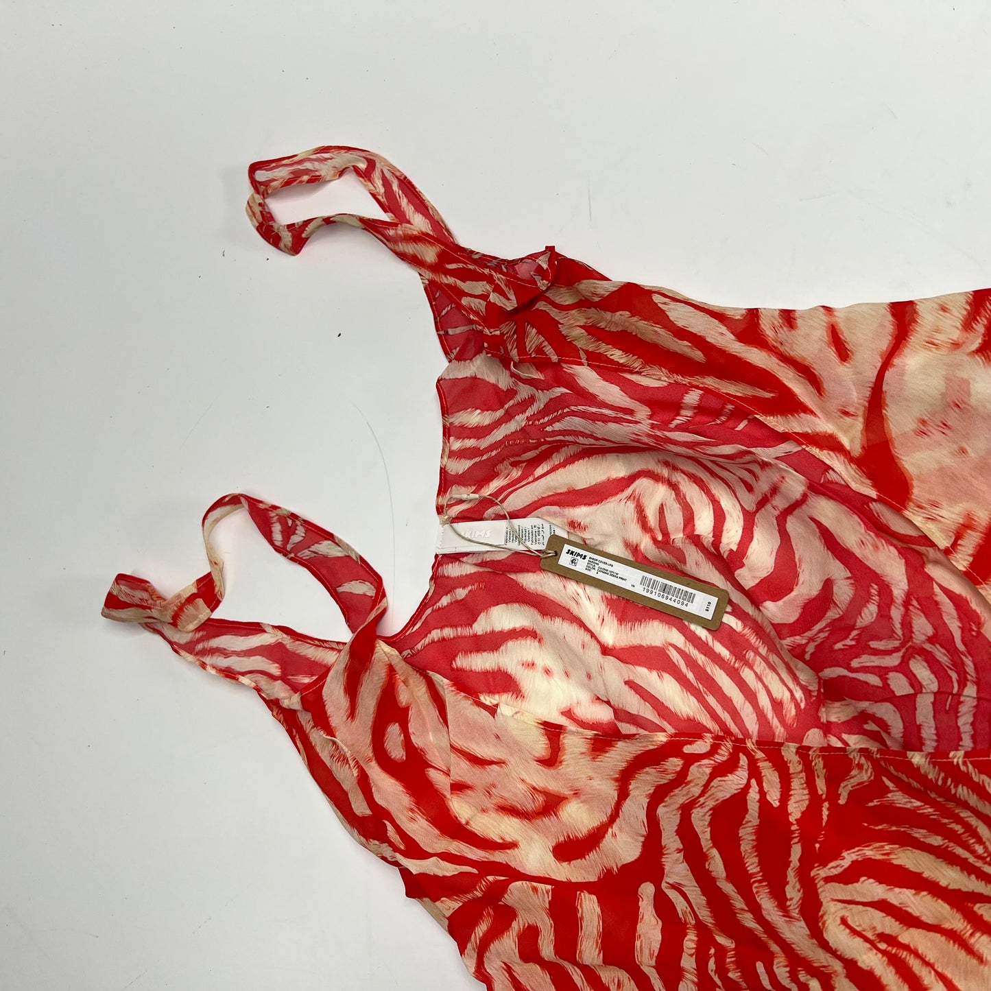 SKIMS Sheer Open Front Sarong Women's Sz S Carmine Zebra Print CU-ONE-10711W
