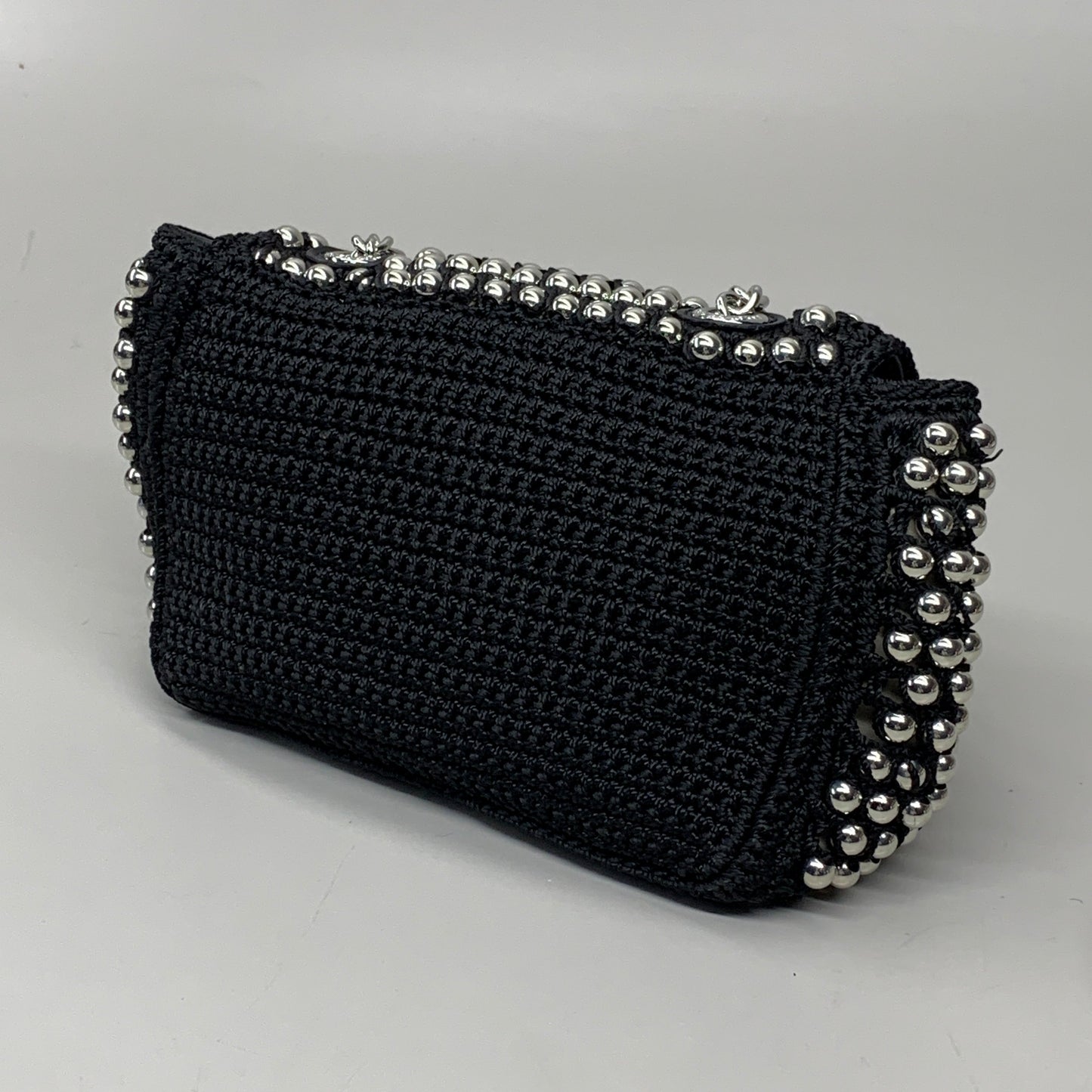 KURT GEIGER Kensington Crochet MD Stud Bag 8" x 6" Black 5045654259515