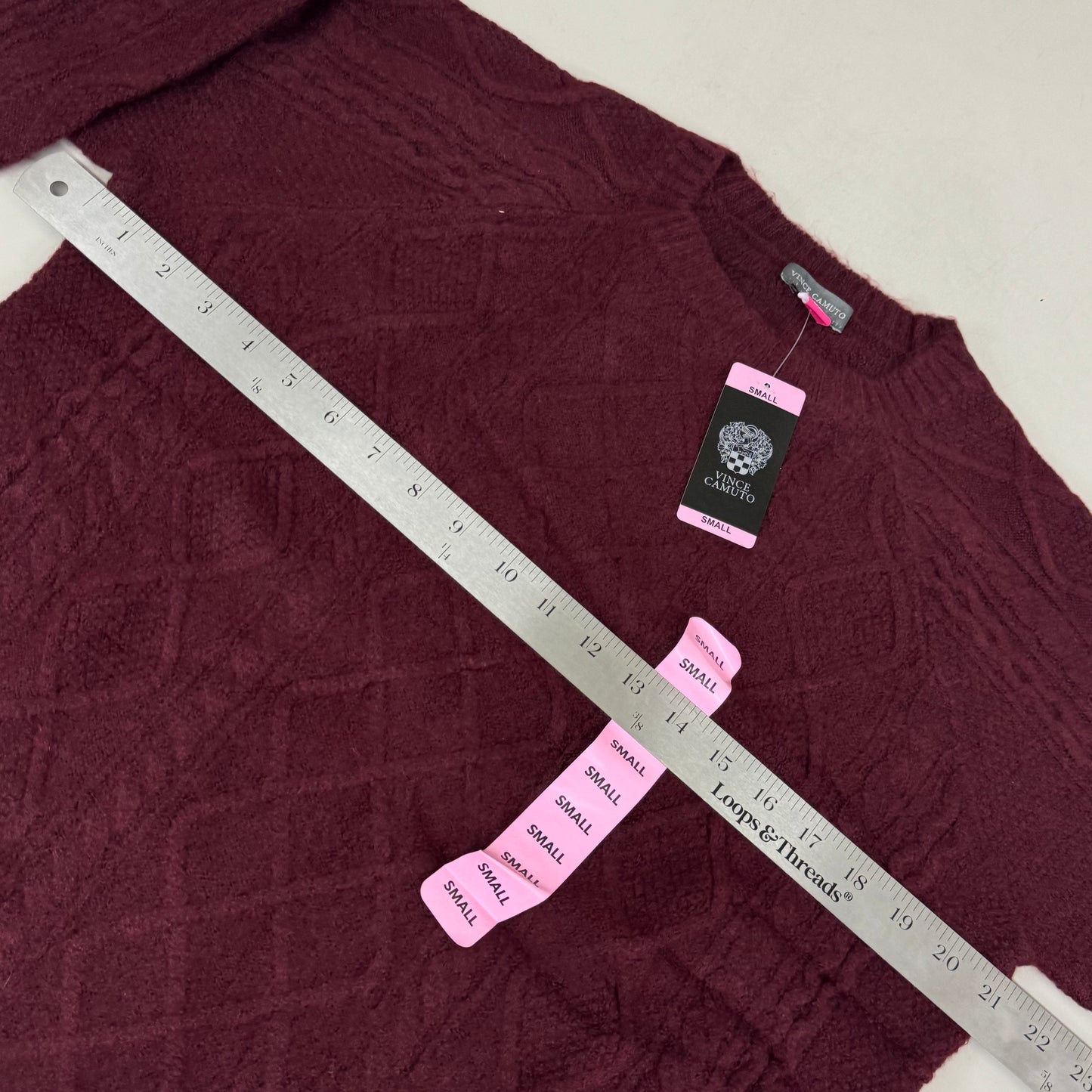 VINCE CAMUTO Cable Knit Sweater Women's Sz-S Wine SC2895