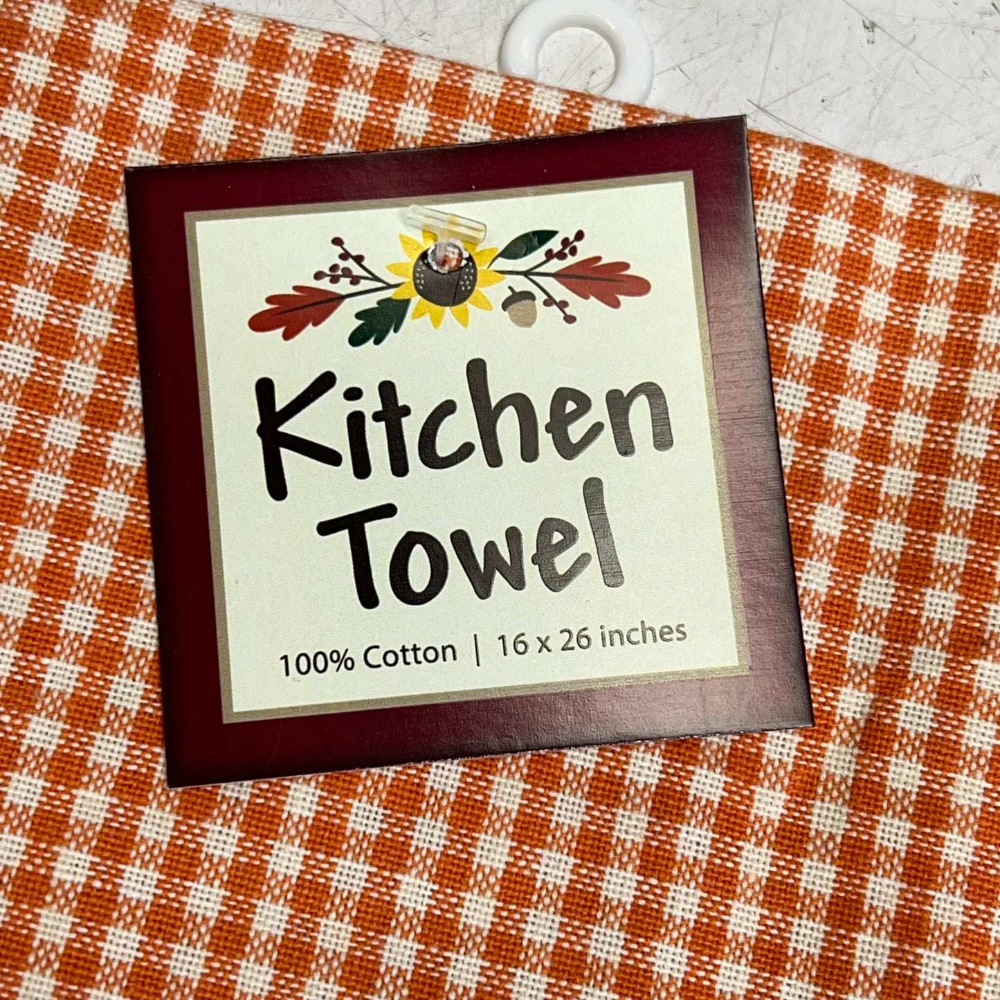 KANE KITCHEN (2 PACK) Kitchen Towels "Autumn Harvest" 16"x26" Orange Gingham