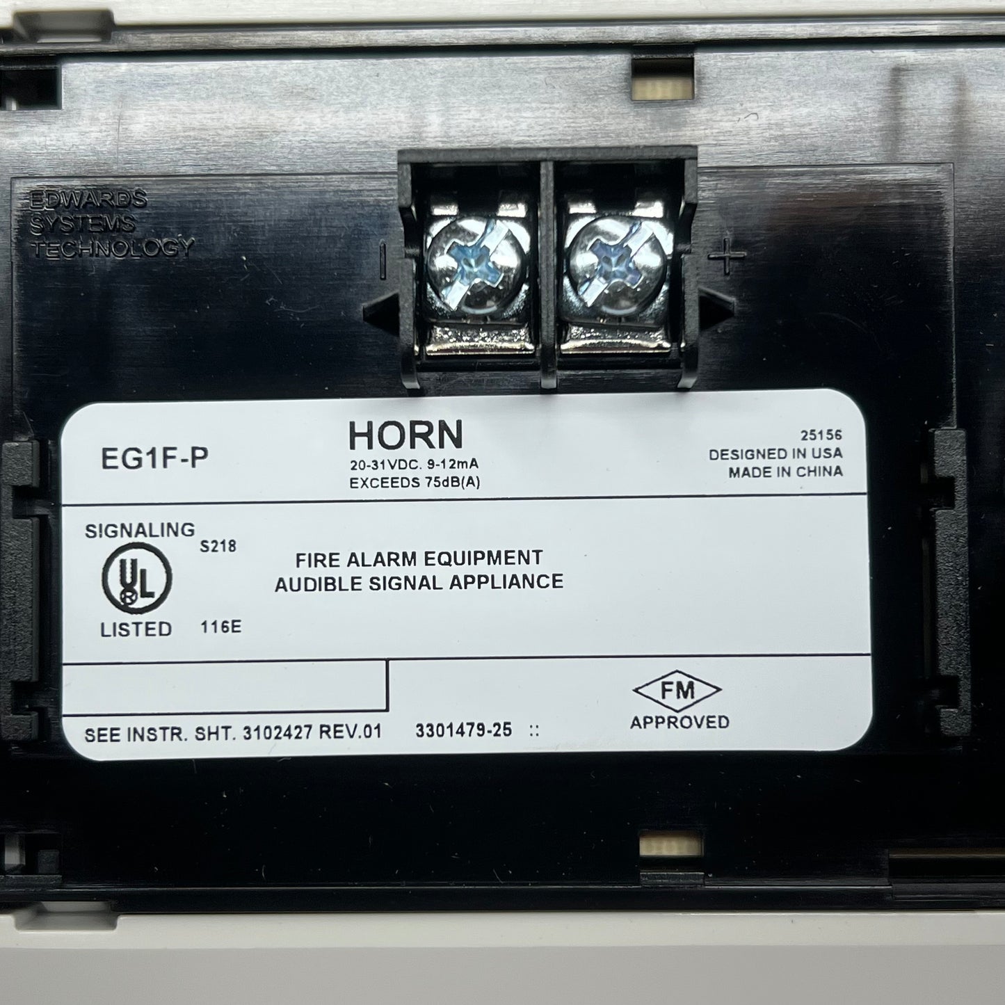 KIDDIE  Genesis Horn Low Profile Design Line Of Fire Alarm 4.5"x3" White EG1F-P
