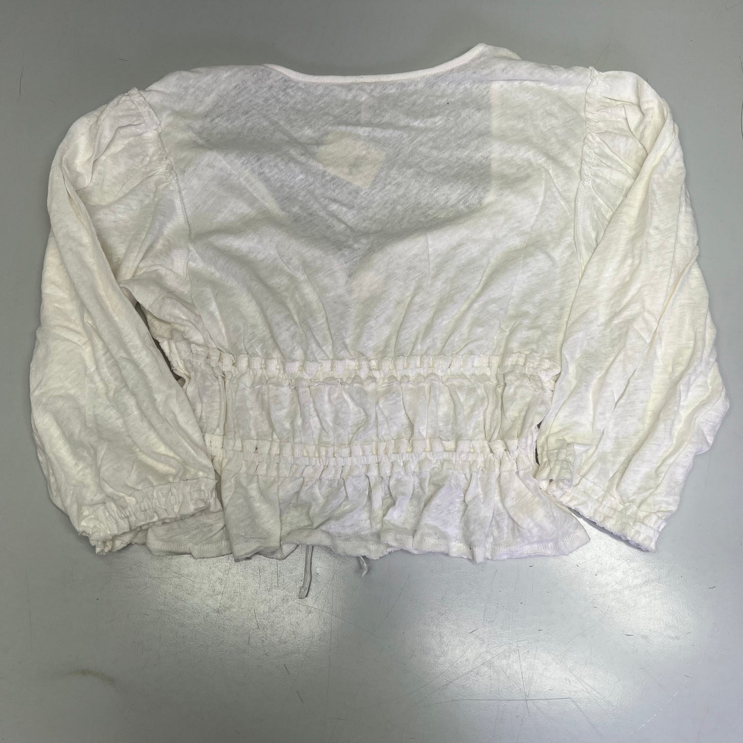 FREE PEOPLE Breezy Beachy Cotton Linen Let's Go Blouse Women's Sz M Ivory