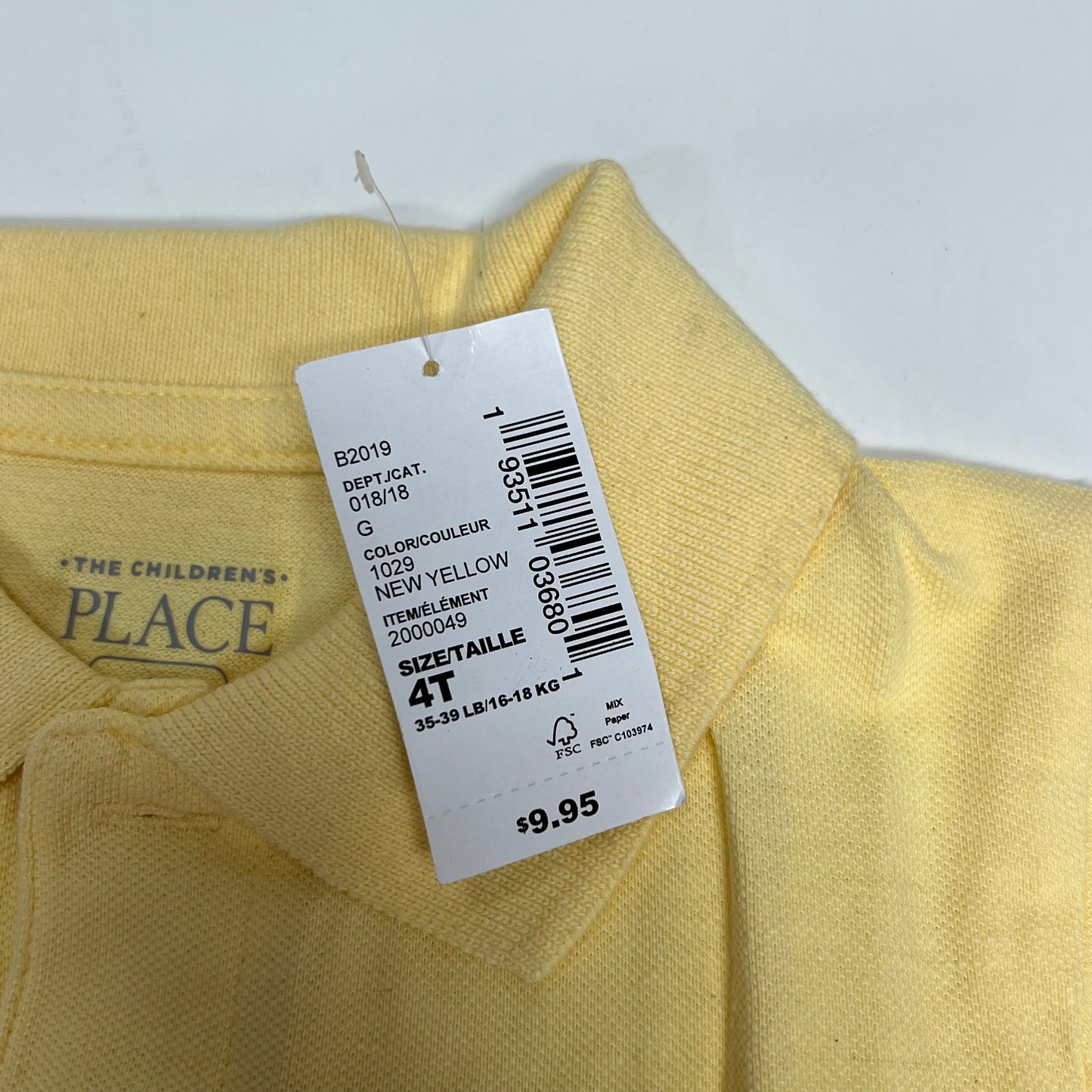 THE CHILDRENS PLACE (4 PACK) Uniform Soft Pique Polo Shirt Boy's Sz 4T Yellow