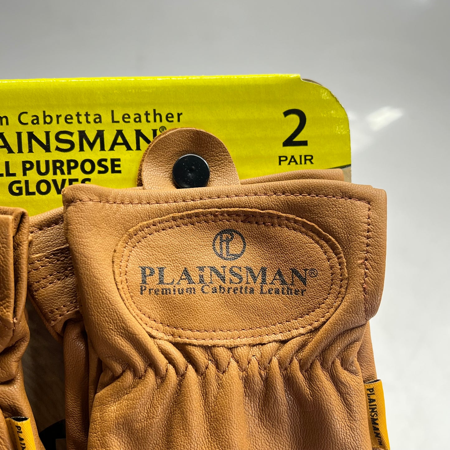 PLAINSMAN (2 PAIRS) Premium Cabretta Leather Gloves Unisex Sz M Brown GC206