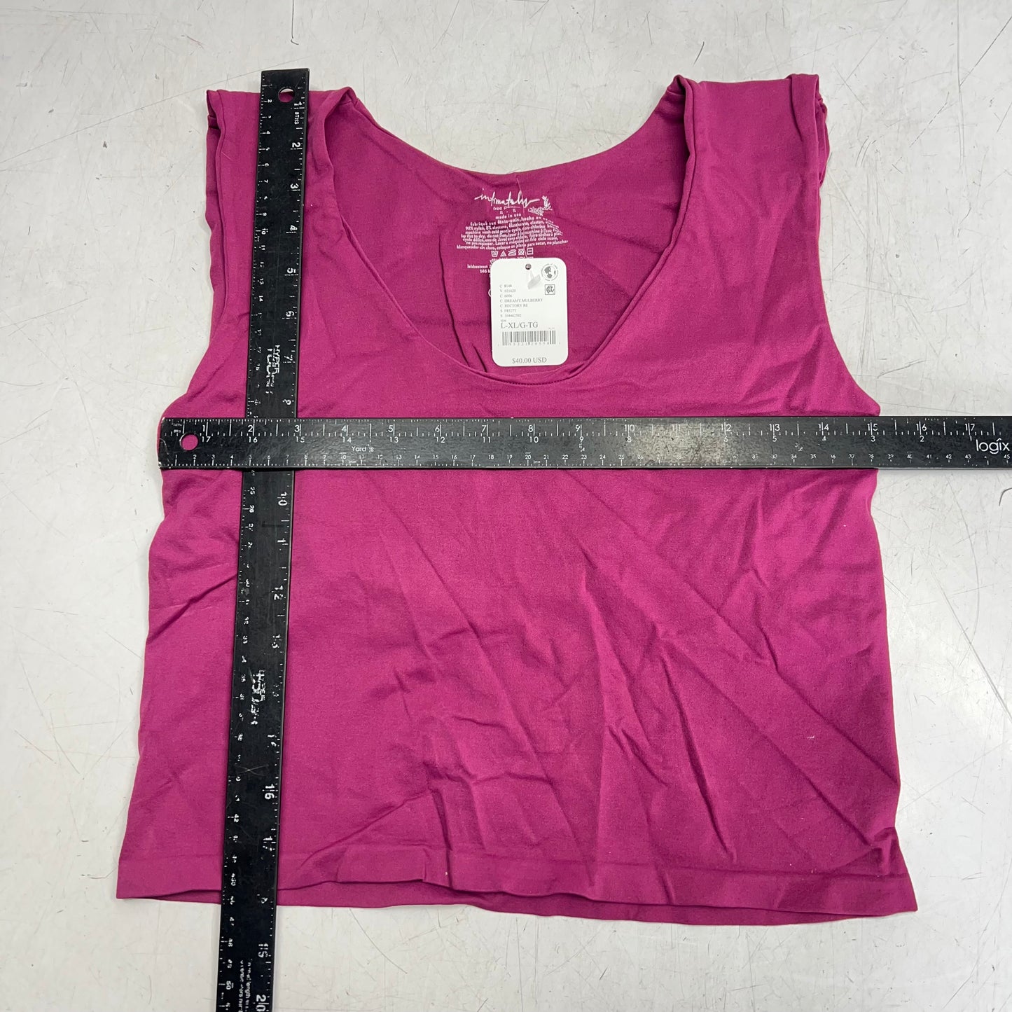 FREE PEOPLE Seamless Crop Top Muscle Tank Women's Sz L-XL Mulberry 104462494