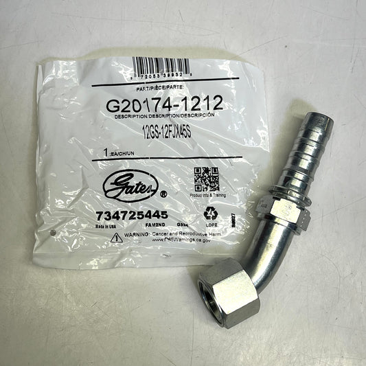 GATES Female Jic 37° Flare Swivel 45° Bent Tube Coupling 3/4"x5.12" G20174-12|12