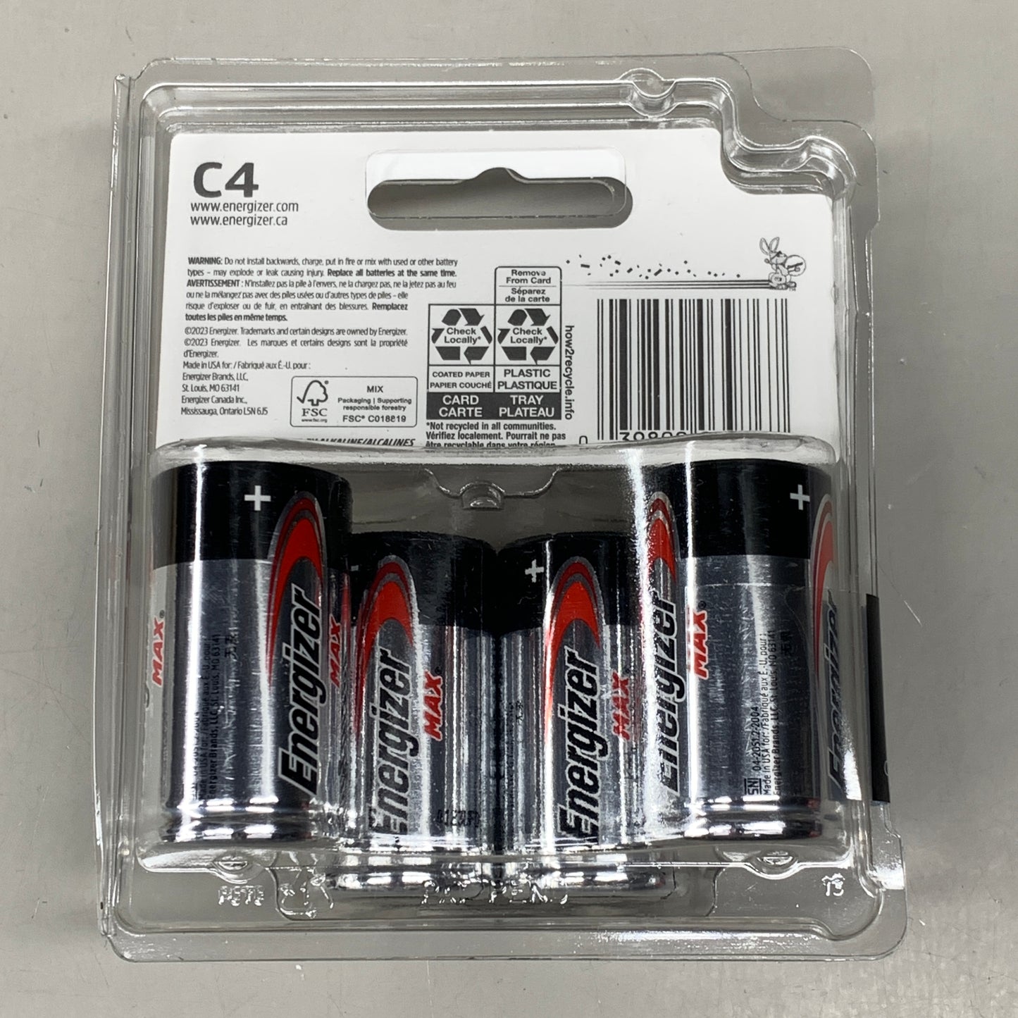 ENERGIZER MAX (3 PACK) C Cell Alkaline Batteries 4 Pack E93BP-4