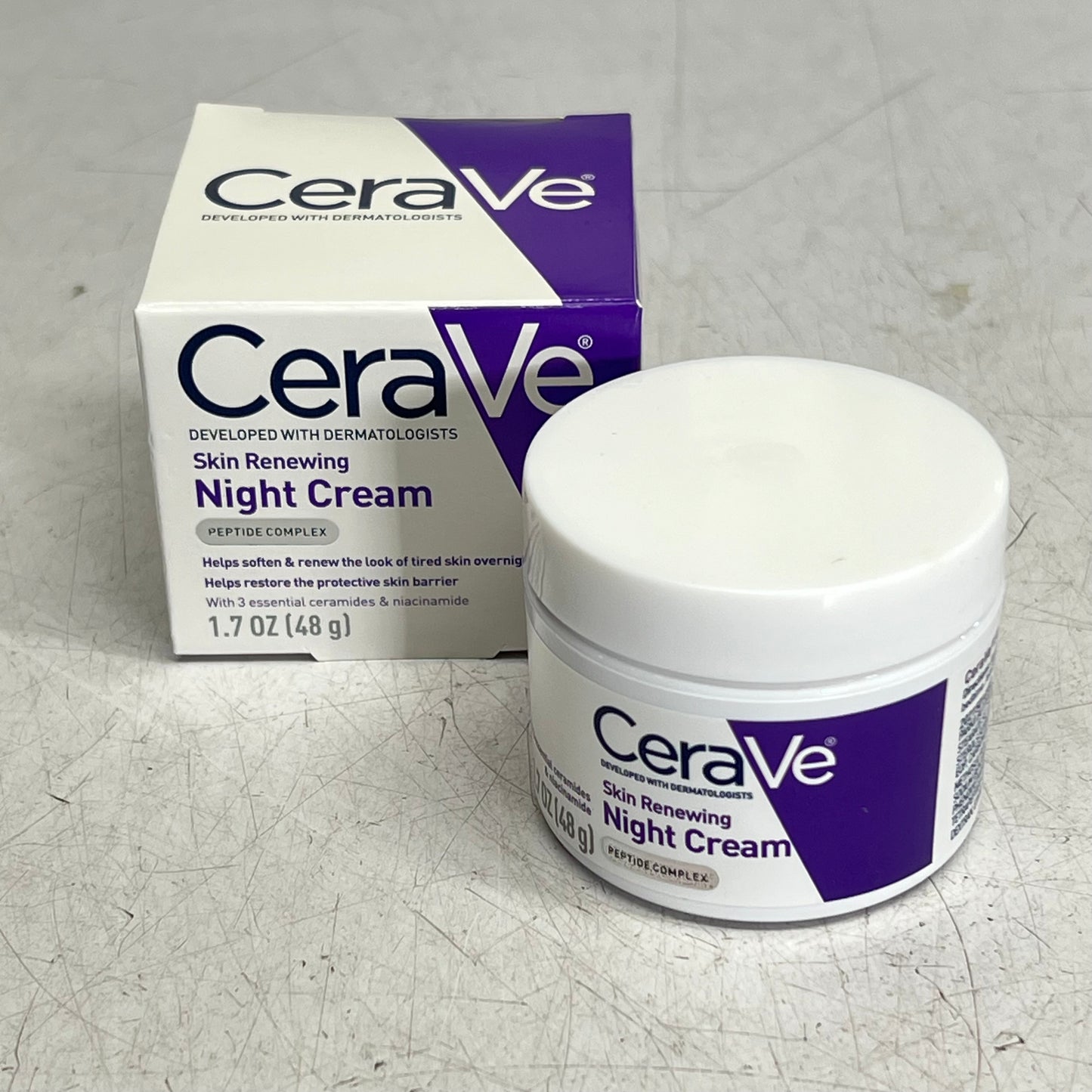 CERAVE Skin Renewing Night Cream Peptide Complex All Skin Types 1.7oz White BB 08/27