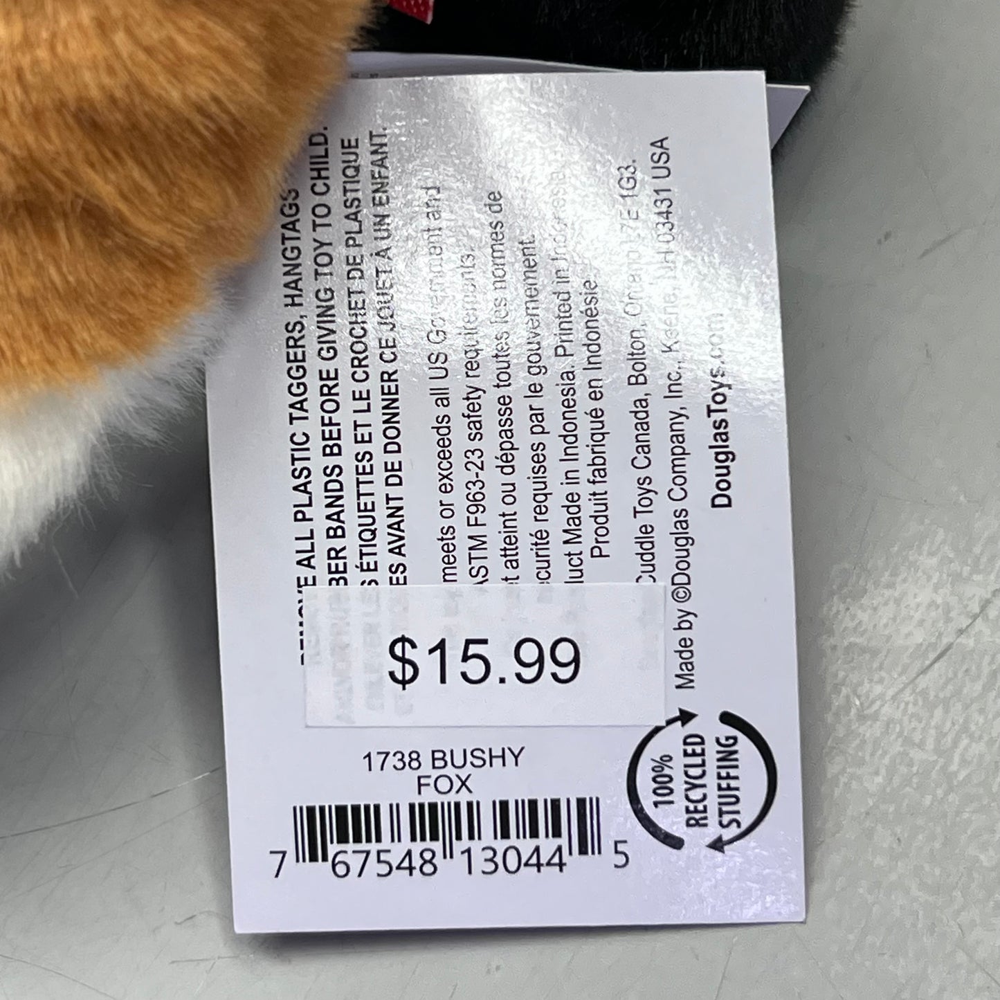 DOUGLAS Bushy Red Fox Plush Stuffed Animal 11"L x 7"H Brown & White 1738