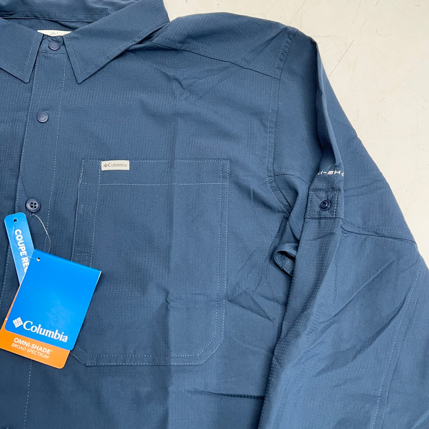 COLUMBIA Silver Ridge Utility Lite Long Sleeve Shirt Men's Sz L Blue AM1683-478