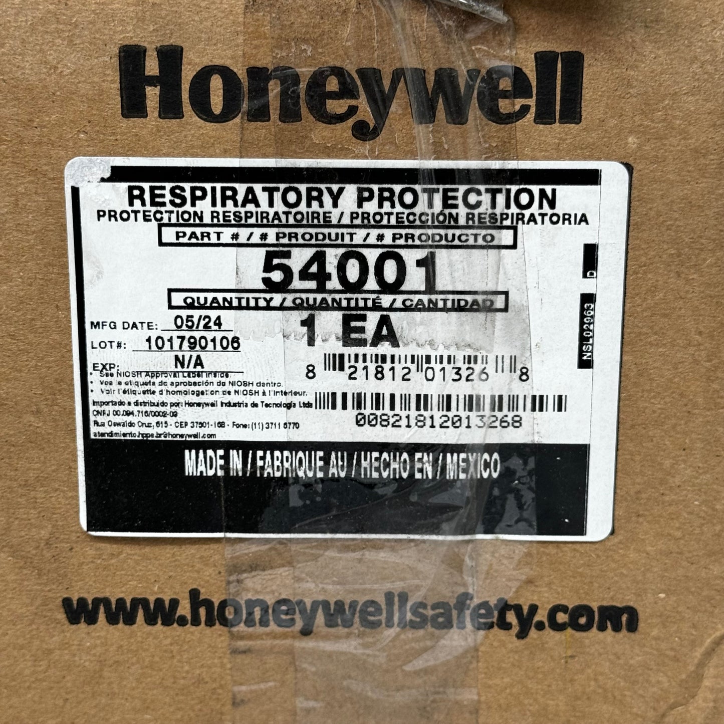 HONEYWELL Full Face Reusable Respiratory Protection Hook & Loop 4Point M/L 54001