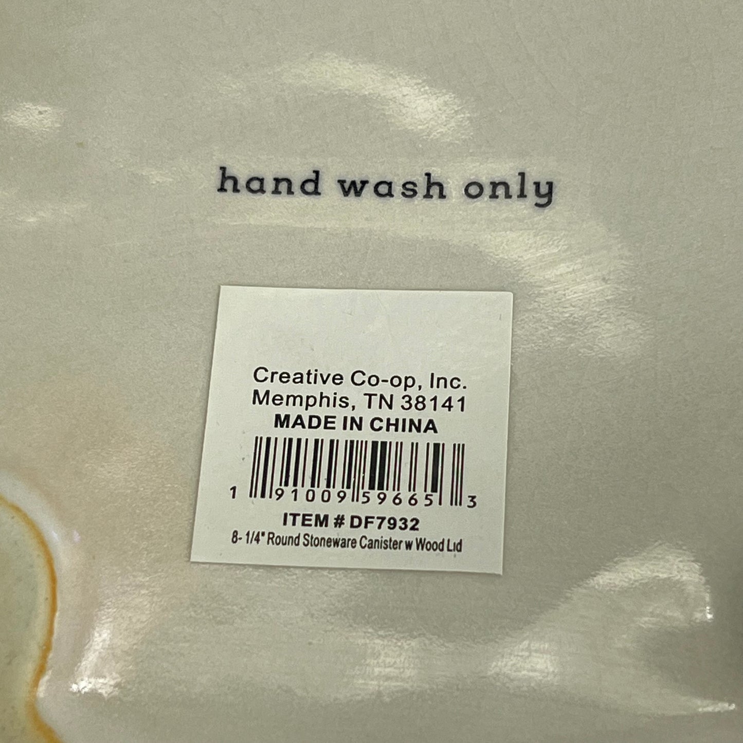 CREATIVE CO OP  Raised Dots Stoneware Canister  Wide 8.25" x 8.25" Crème DF7932