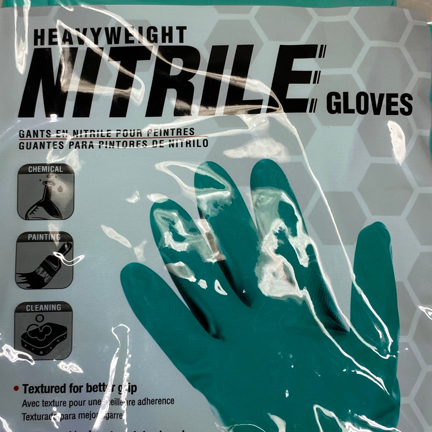SAS SAFETY CORP (3 PACK) Heavy Weight Nitrile Gloves  XL Green 6534
