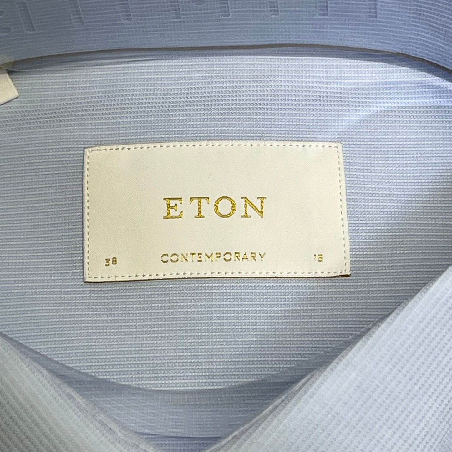 ETON Textured Twill Shirt Men's Contemporary Sz 38 Light Blue 1000136432243