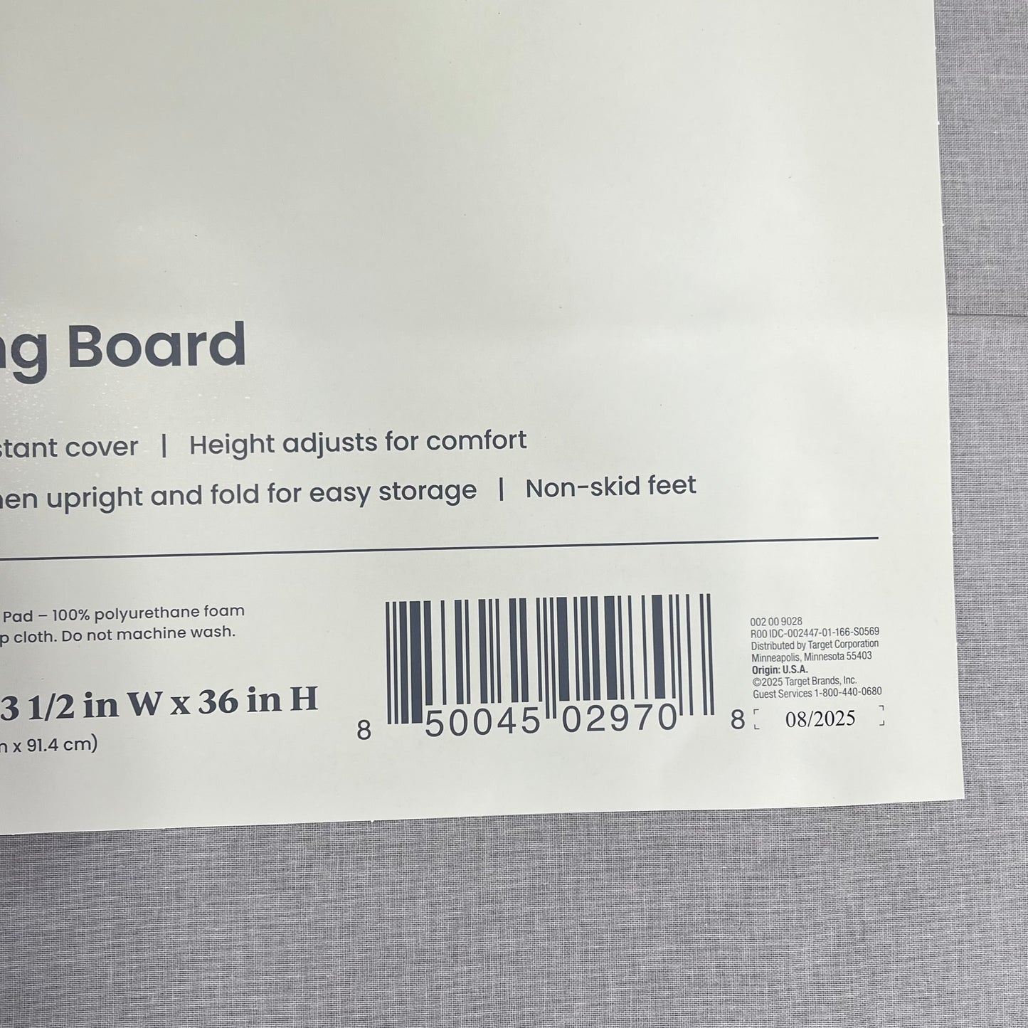 ZA@ BRIGHTROOM Standard Ironing Board Collapsible & Adjustable Grey 002-00-9028