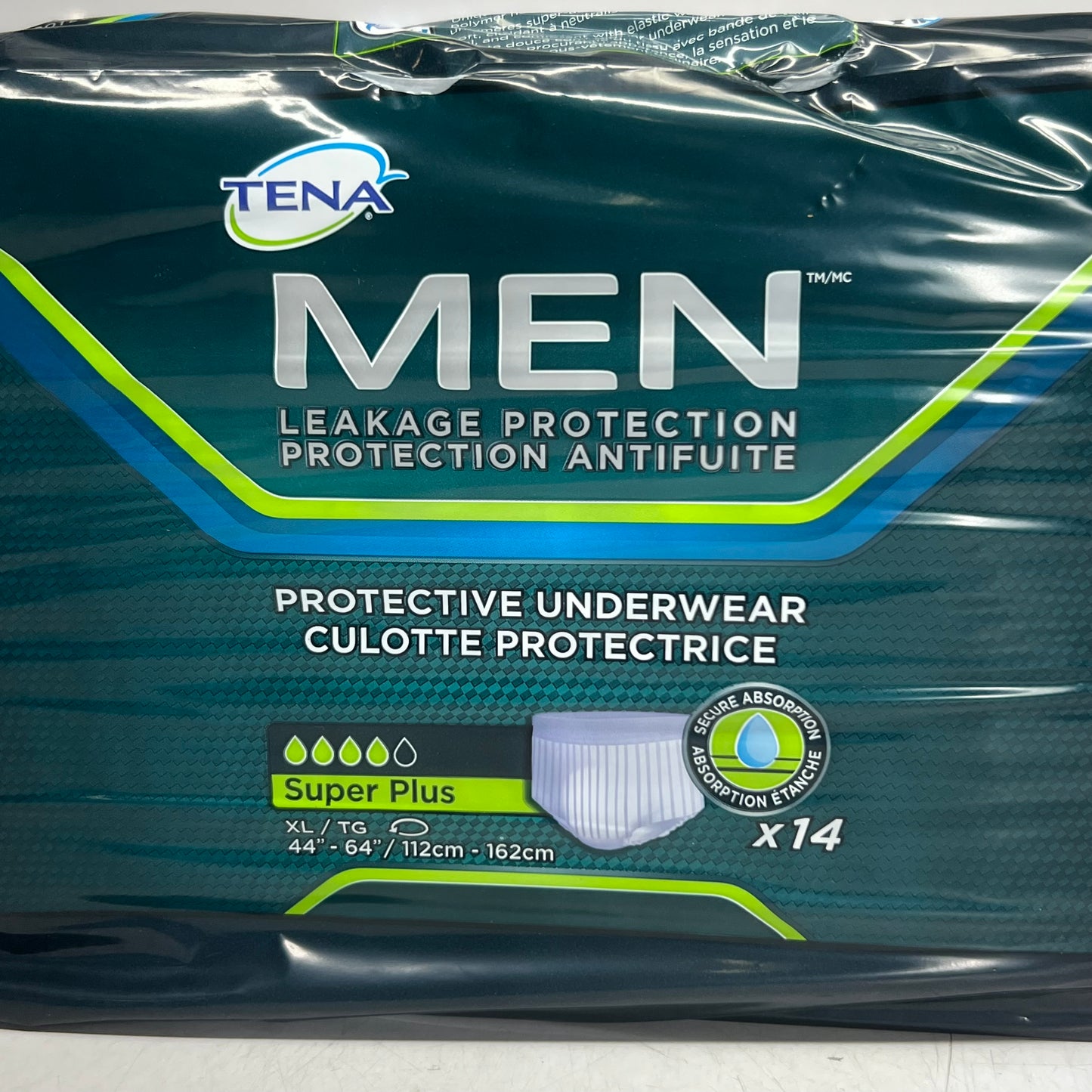 TENA (14 PACK) Men Super Plus Underwear, Heavy Absorbency Sz XL White 35108-06