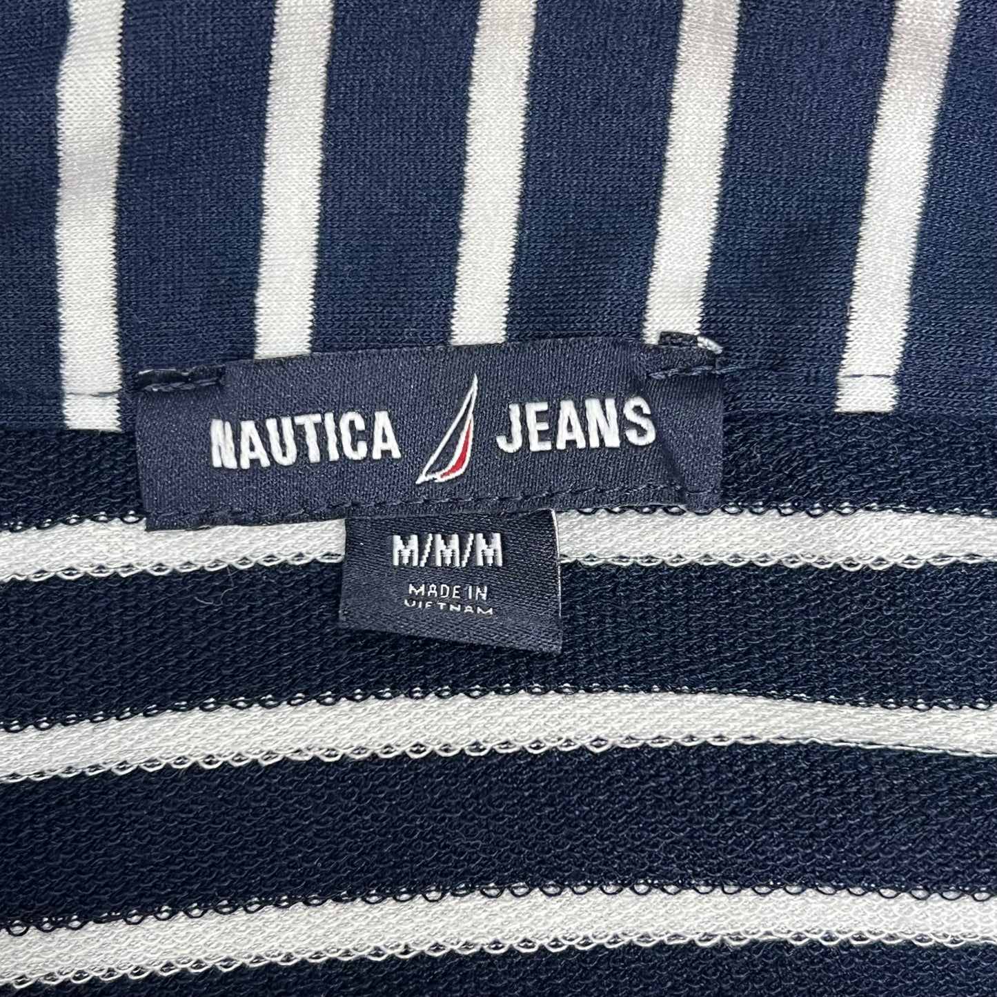NAUTICA JEANS Tiered Collared Sleeveless Dress Women's Sz M Navy Blue/White