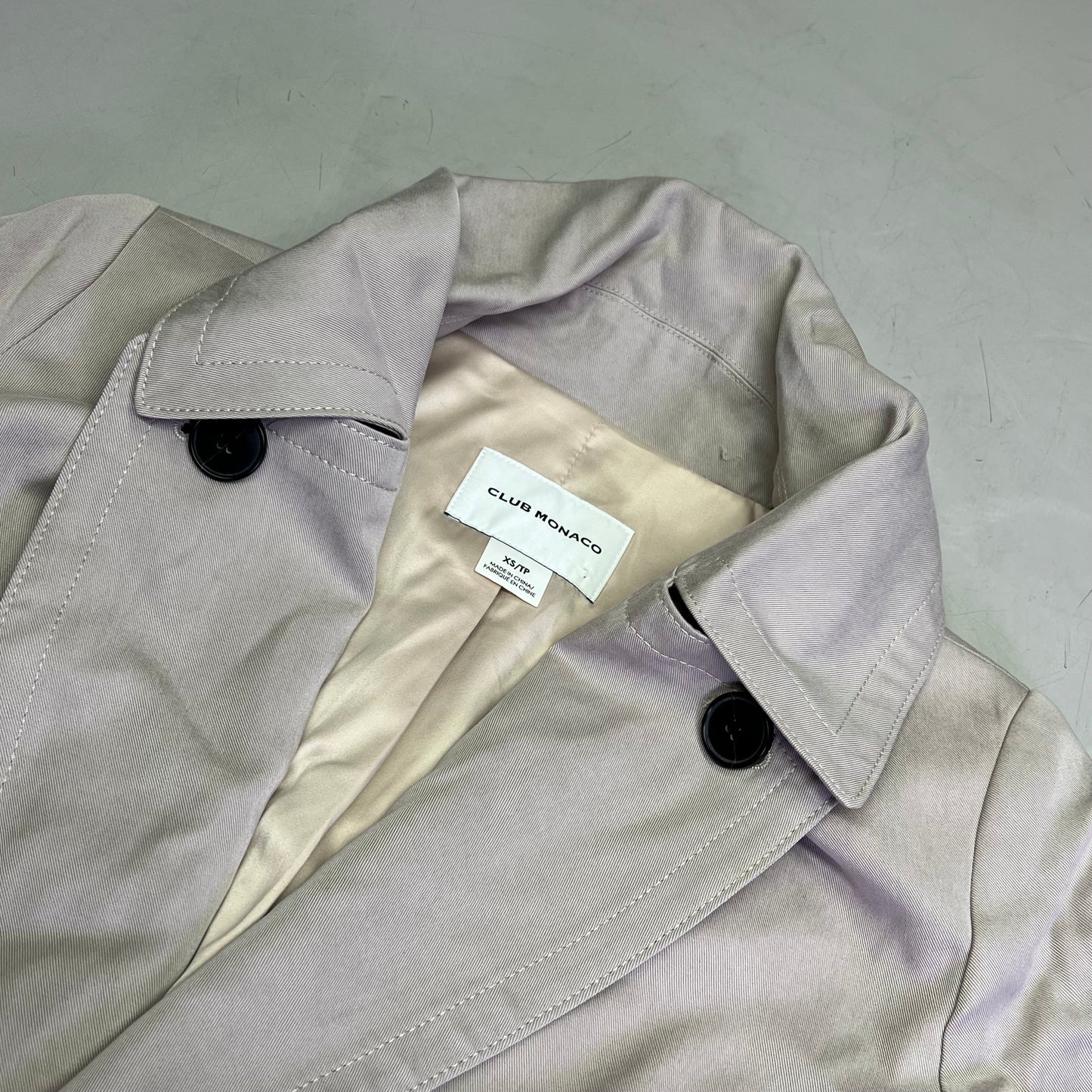 CLUB MONACO Long Trench Coat 100% Lyocell Shell Women's Sz S Light Khaki