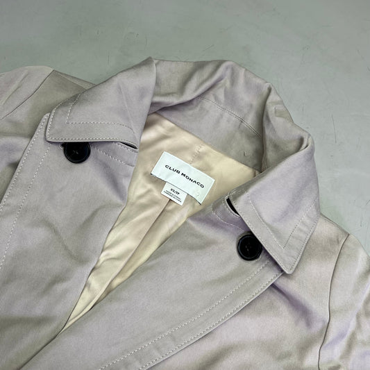 CLUB MONACO Long Trench Coat 100% Lyocell Shell Women's Sz S Light Khaki