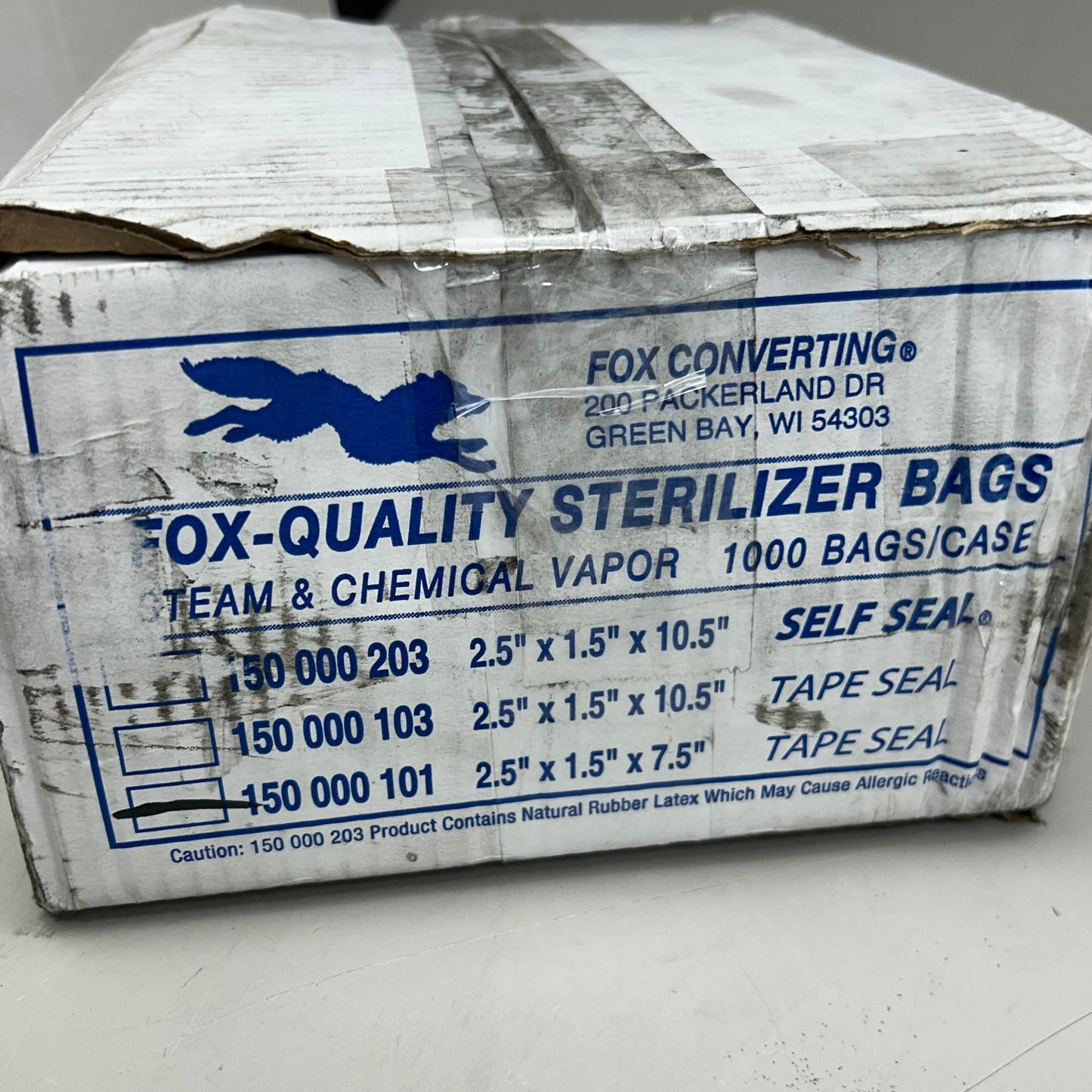 FOX CONVERTING  (1 Box, 1000 Bags) Tape Seal Sterilizing Bags 2.5"x1.5"x7.5" 150000101 (New Other- Distressed Packaging )